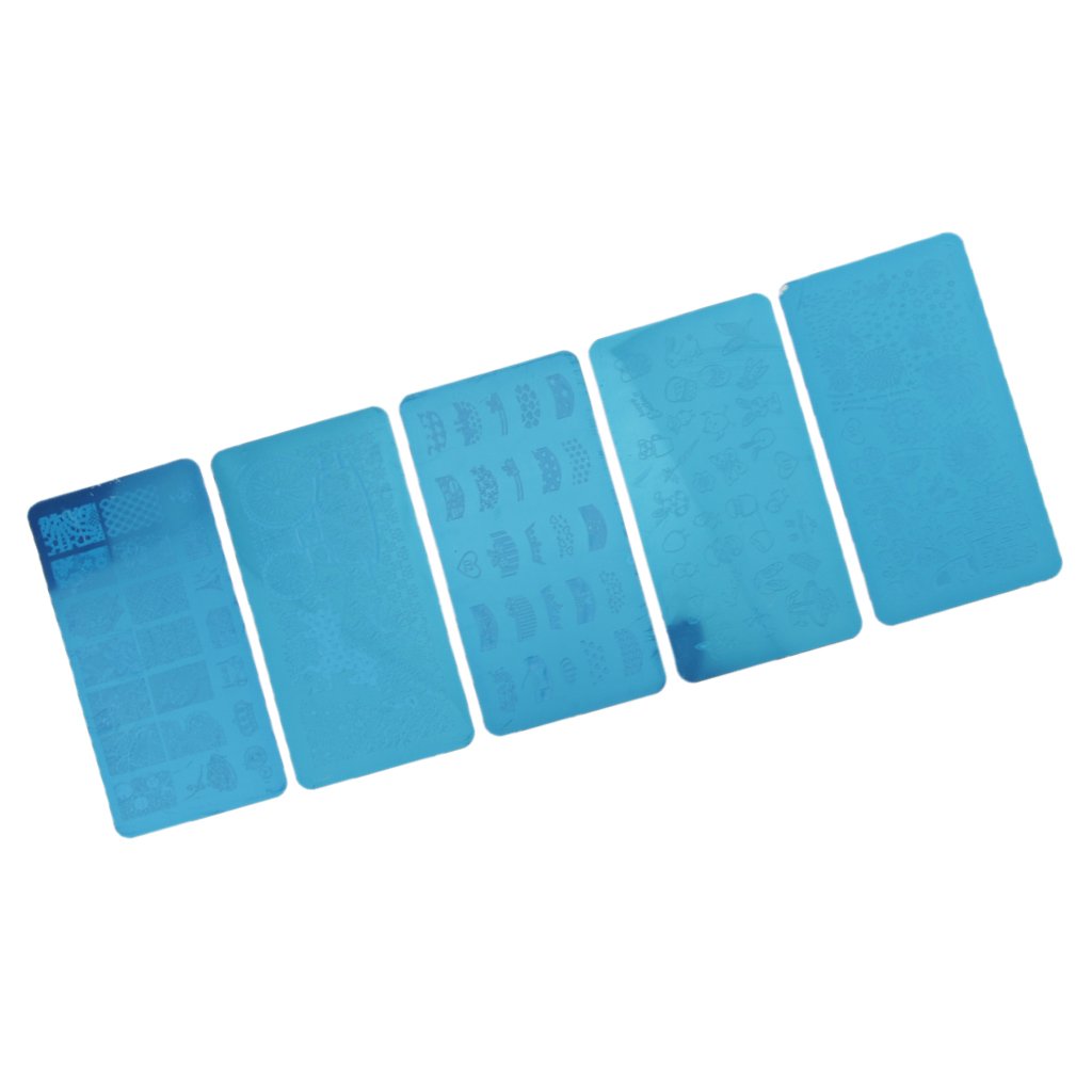 5-Piece Nail Art Stamping Plates Set - Professional Manicure Image Templates with 5 Unique Designs (#1-5) for Salon & DIY Nail Designs at Home | Perfect for French Tips, Floral Patterns & Holiday Nail Art