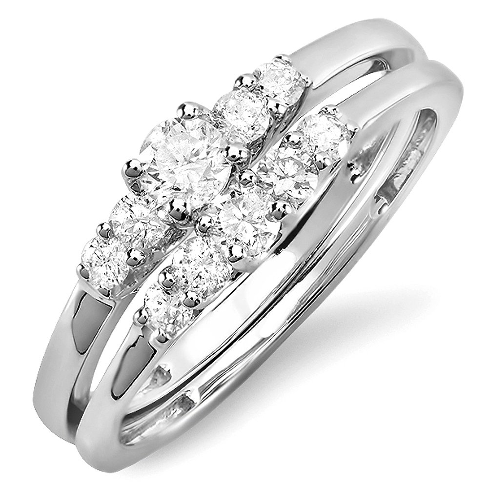 0.52 Carat Round Cut Diamond Engagement Ring Set in 14K White Gold for Women - Dazzlingrock Bridal Jewelry Collection | Perfect for Proposals, Weddings & Anniversary Gifts