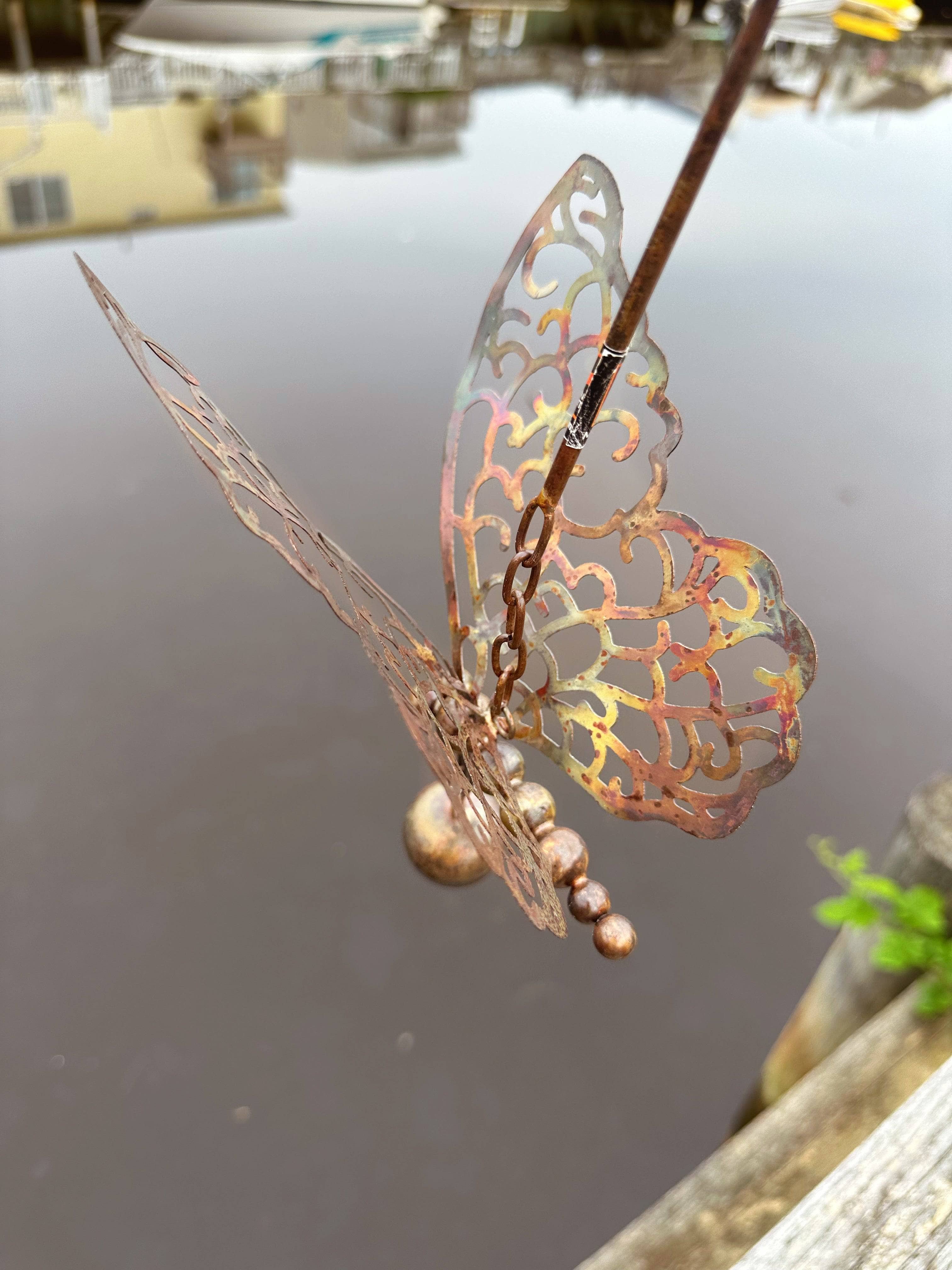 Handmade Hanging Butterfly with Bell Ornament - Wind Chime for Garden, Patio, Nursery & Home Decor