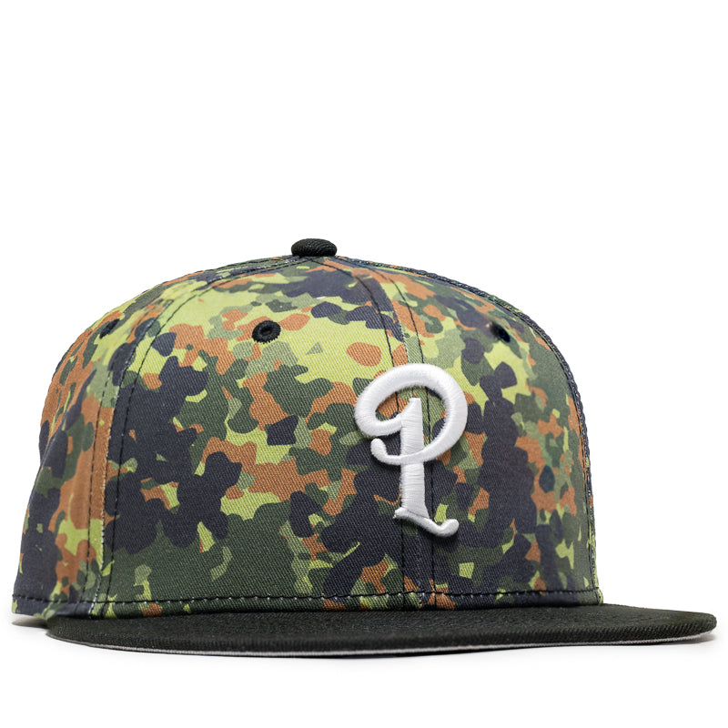 New Era 59FIFTY Fitted Hat - Black/Flecktarn Camo Political Design | Adjustable Baseball Cap for Men & Women | Perfect for Outdoor Activities, Sports Events & Streetwear Fashion