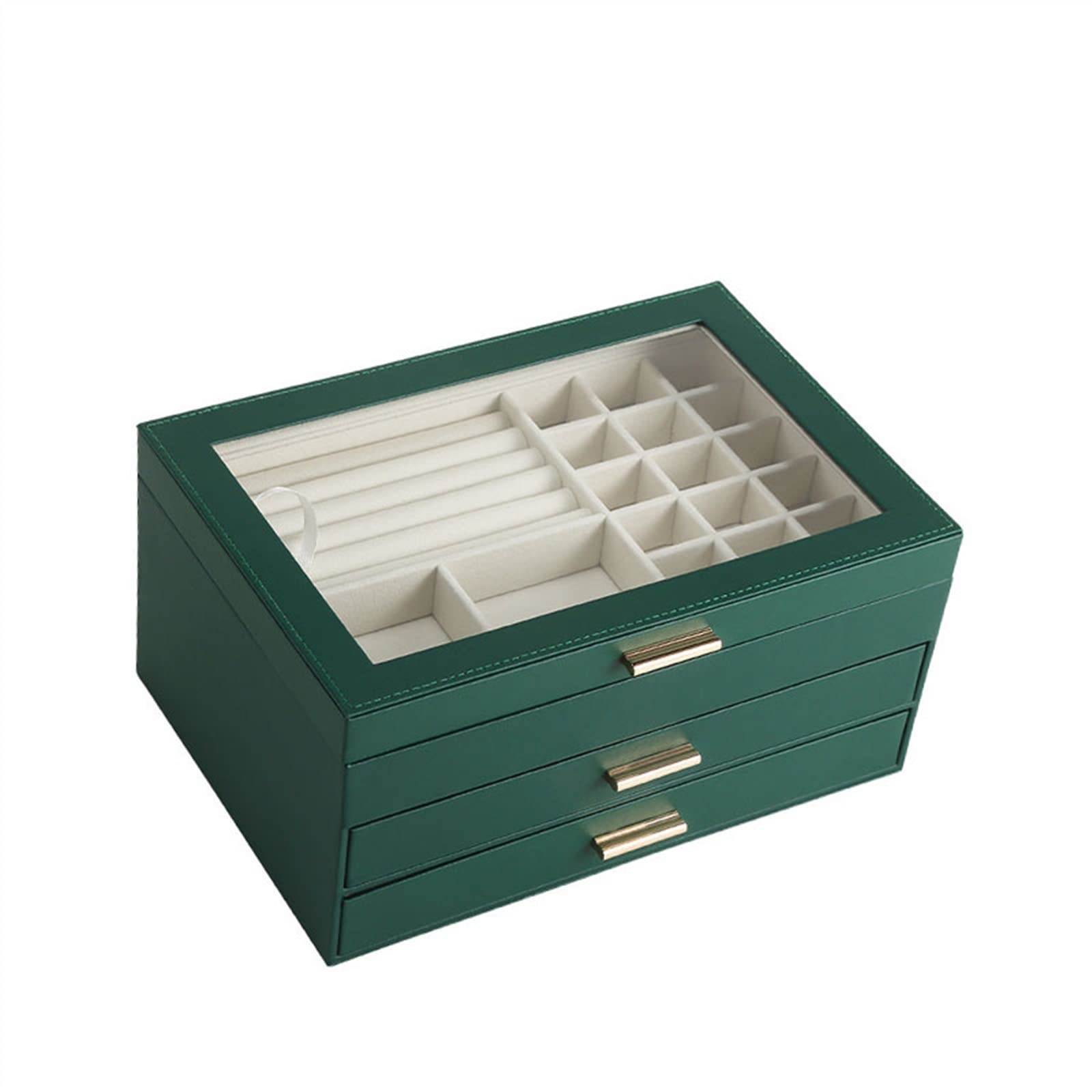 Multi-Layer Jewelry Box Organizer - Transparent Display Tray Storage Case for Necklaces, Rings & Earrings - Green Jewelry Storage Solution for Home, Travel & Gift Giving