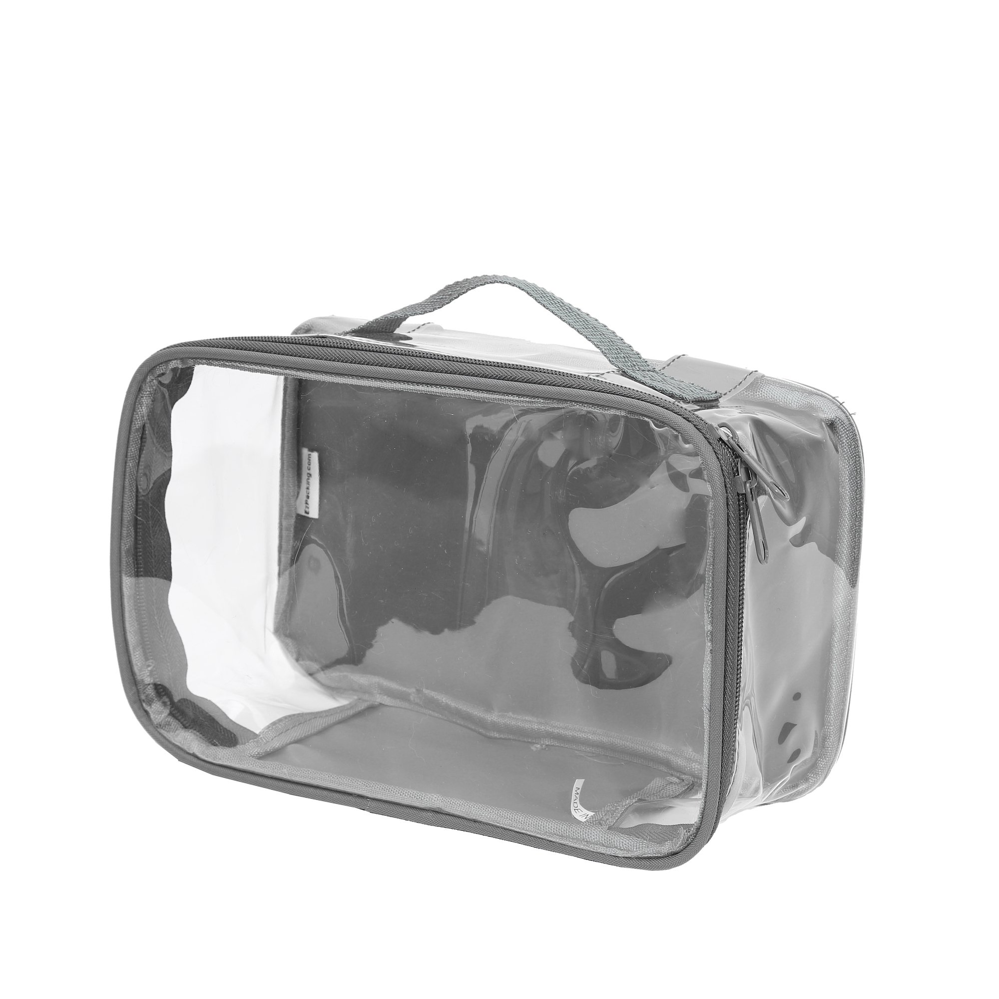 Clear Travel Packing Cubes - Transparent PVC Plastic Organizer for Suitcase, Backpack & Diaper Bag - Multipurpose Storage Pouch for Makeup, Underwear & Accessories w/Handle (Gray) - Perfect for Travel, Gym & Daily Organization