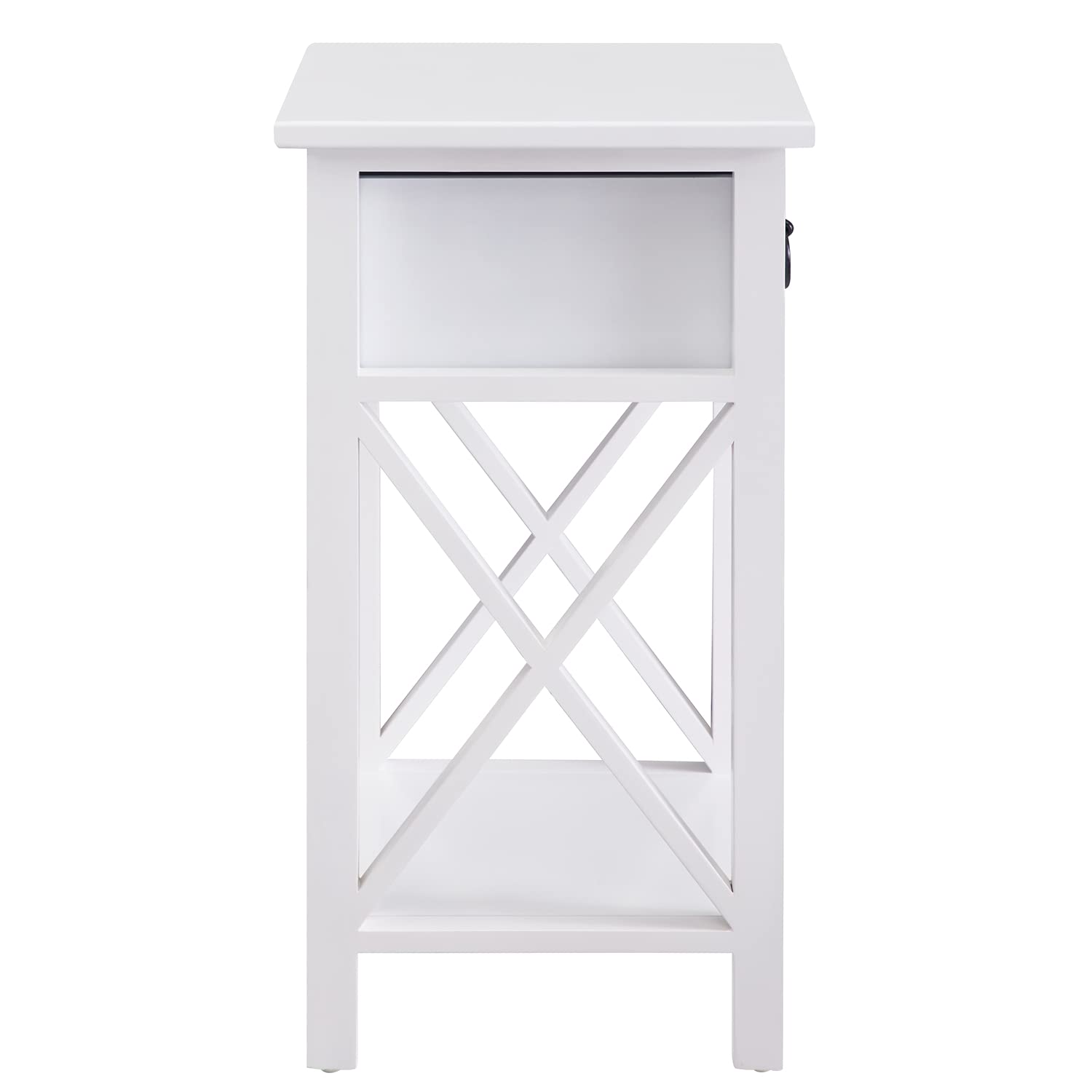 Compact 1.8ft Wooden Nightstand Set of 2 with Drawer - Space-Saving Bedside Tables for Small Bedrooms - White Modern Nightstands for Bedroom Decor - Perfect for Apartment Living, Dorm Rooms & Guest Rooms