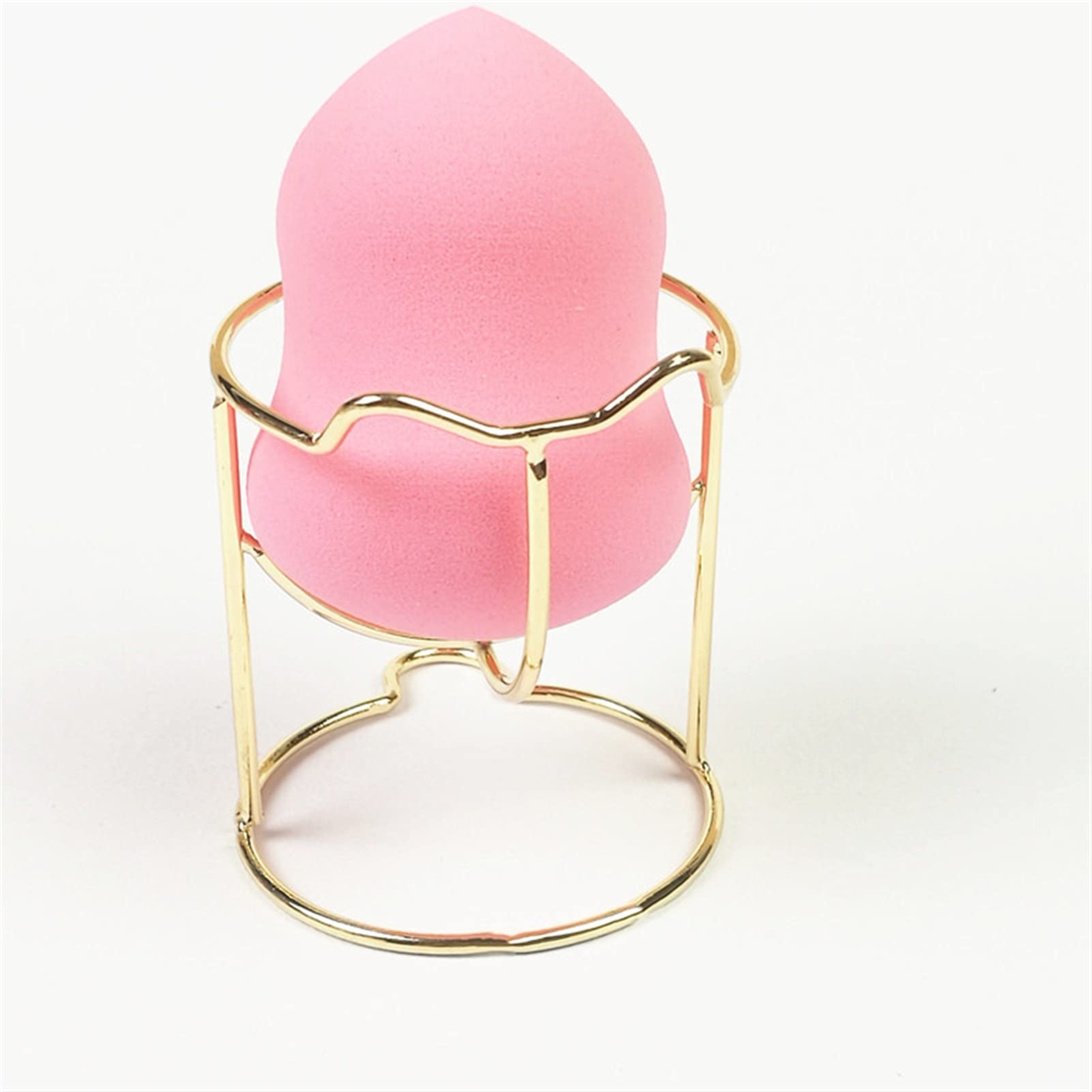 Golden Makeup Sponge Holder - Metal Powder Puff Drying Rack & Organizer with Display Stand (Includes Puff) - Perfect for Vanity, Salon & Travel Makeup Storage