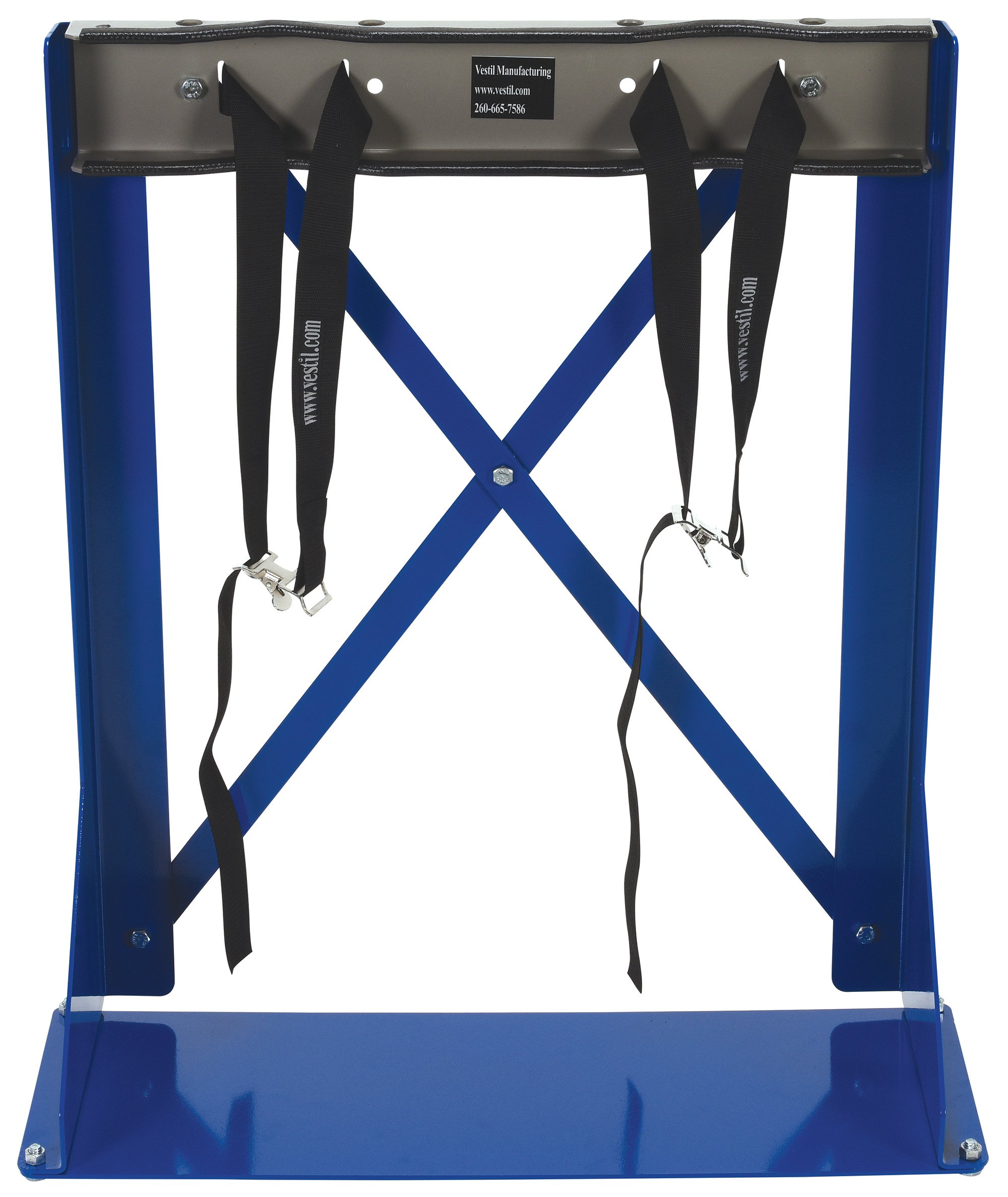 Vestil CB-S-2S Heavy Duty Cylinder Bracket Stand - Holds 2 Gas Cylinders, Durable Blue Steel Construction - Perfect for Workshop, Garage & Industrial Storage