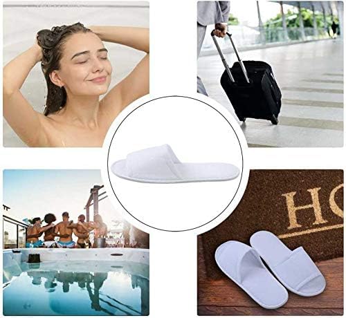 Welzivs White Pack of 6 Pair Disposable Cotton Slippers - Non-Slip Breathable Closed Toe Hotel Slippers for Women & Men - Perfect for Spa, Salon, Home, Hotel Guests & Commercial Use