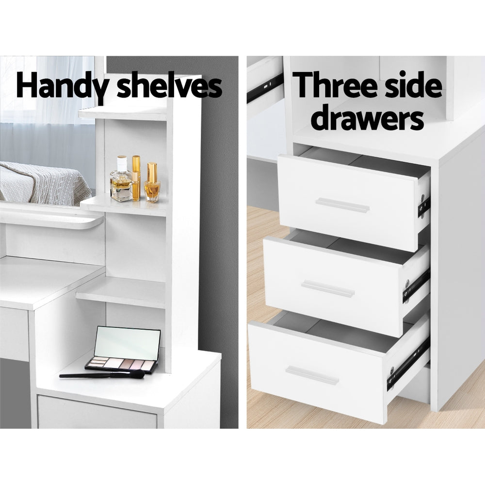 Vanity Mirror Stool with Jewelry Storage & Makeup Organizer Drawers - Perfect for Bedroom, Dressing Room & Beauty Salon