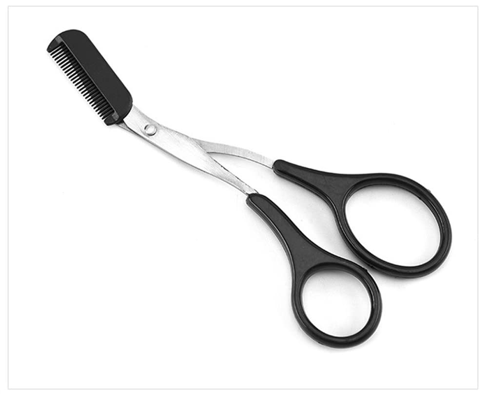 2 PCS Black Eyebrow Trimmer Scissors with Comb - Professional Eyelash & Brow Shaping Tool - Precise Hair Cutter for Men & Women - Perfect for Eyebrow Grooming, Eyelash Trimming & Makeup Kit