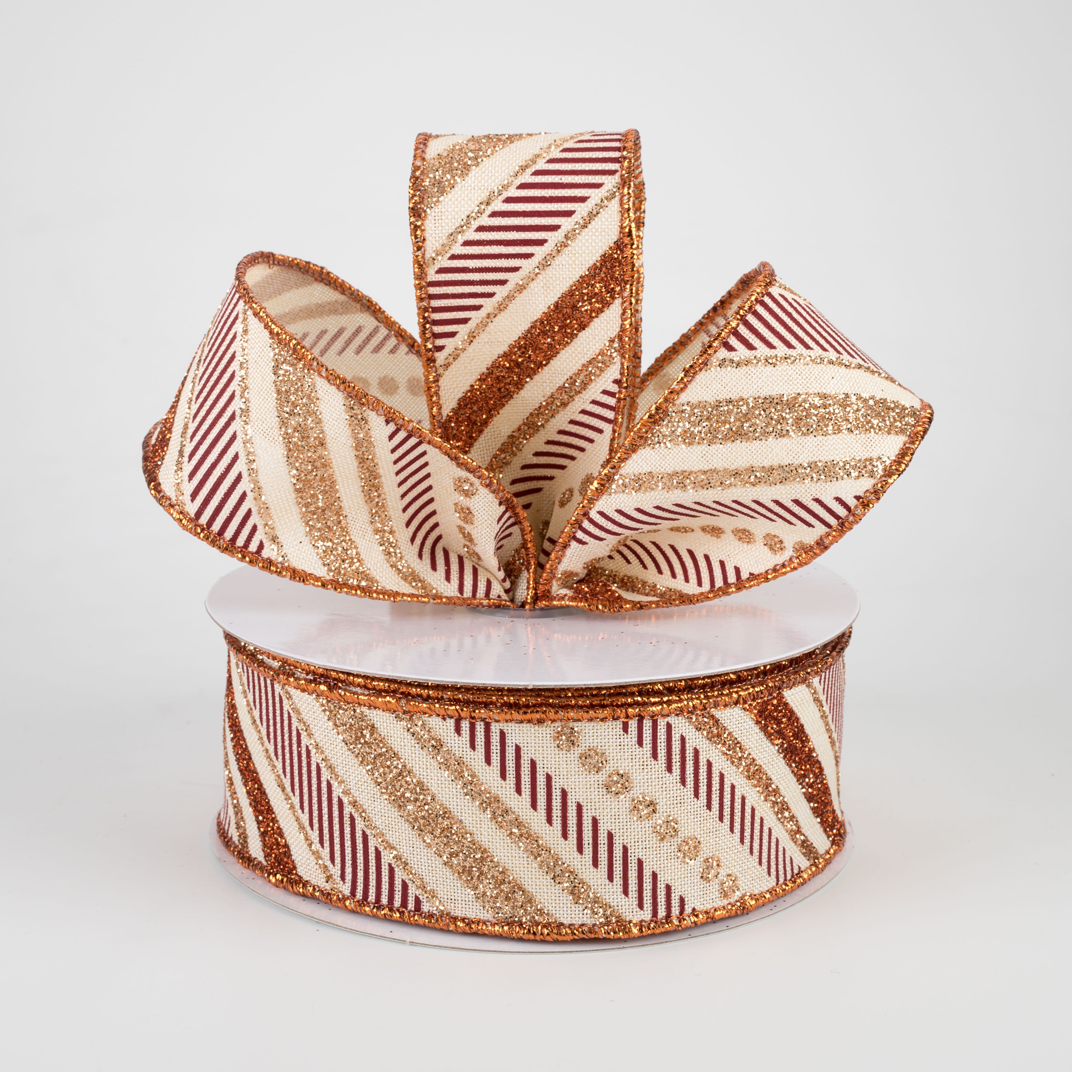 1.5 Inch Multi Diagonal Glitter Stripes Ribbon for Fall Decorations - 10 Yards Bulk Roll for Gift Wrapping, Party Decor, Scrapbooking & DIY Crafts