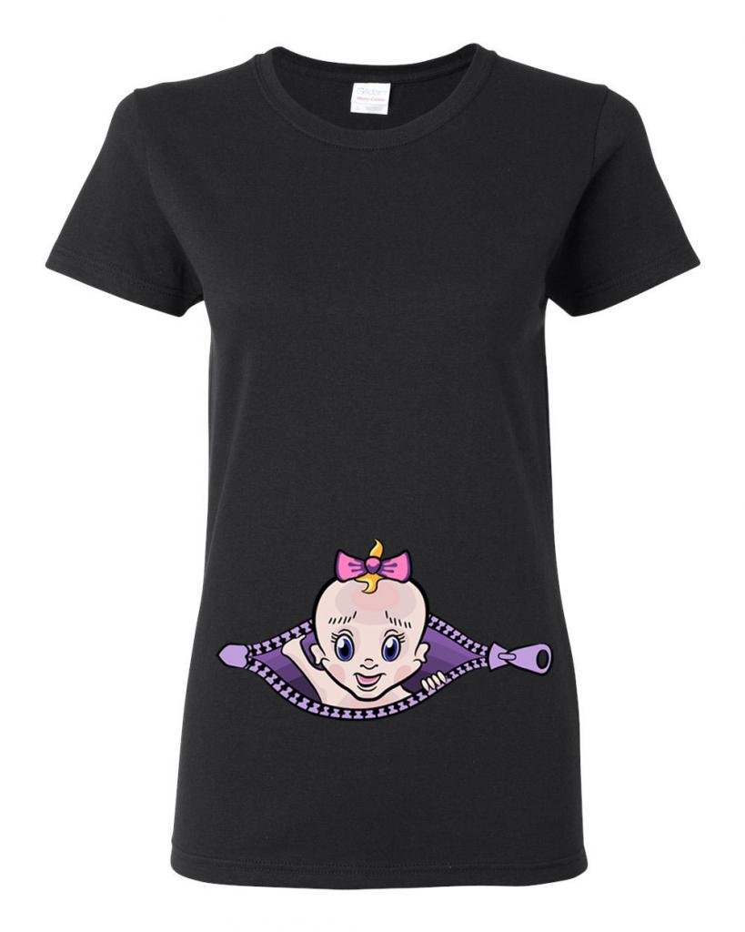 Cute Baby Girl Zipper T-Shirt for Ladies - Non-Maternity Casual Tee for Playdates & Everyday Wear