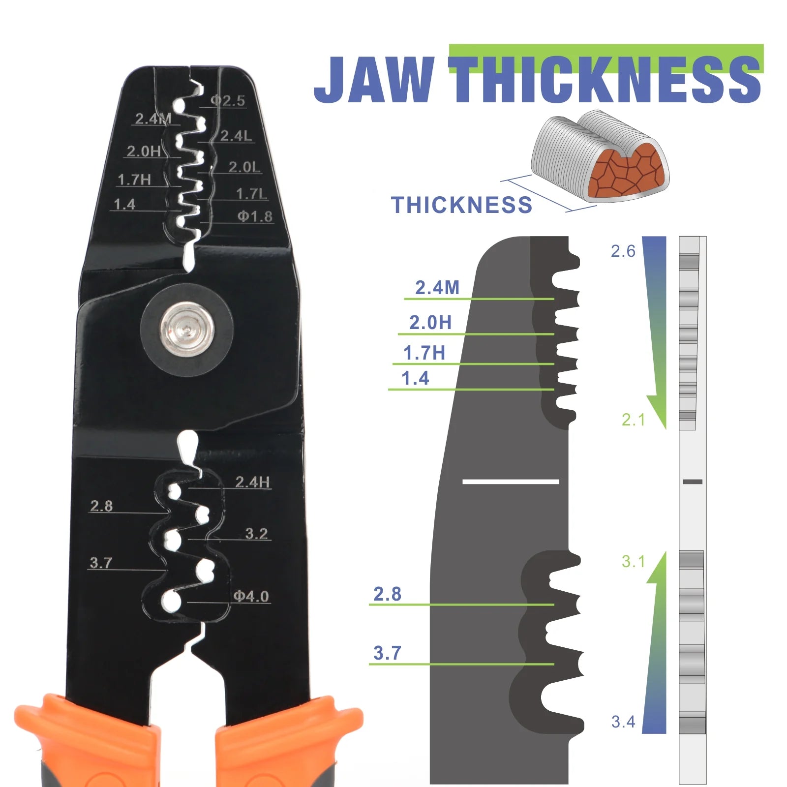 IWS 1440L Open Barrel Terminals Crimper Tool for AWG28-14 Contacts - Compatible with JST, Molex, TE, HRS Connectors - Perfect for Automotive, Electronics, and DIY Wiring Projects