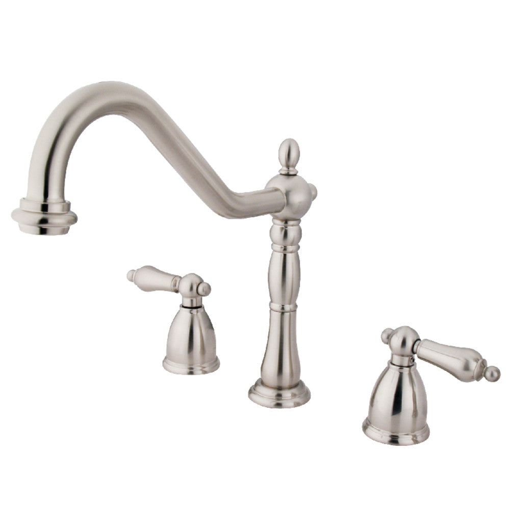 Kingston Brass KB1791ALLS Widespread Kitchen Faucet - Modern 3-Hole Mount Stainless Steel Sink Faucet with High Arc Spout for Home & Commercial Kitchens