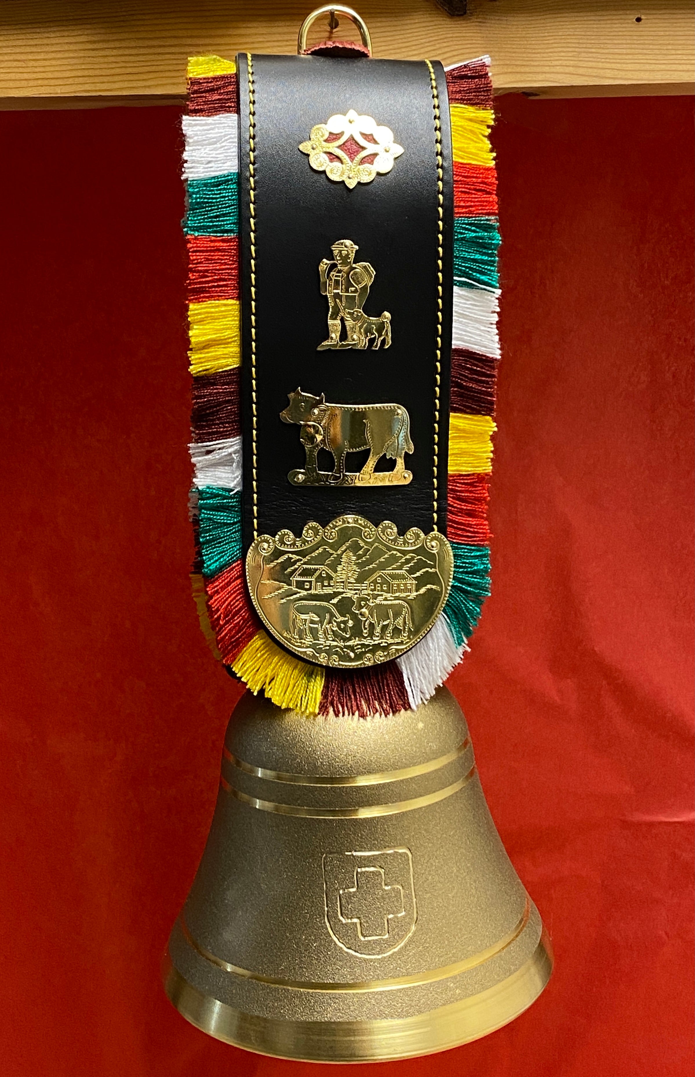 Authentic Swiss Cowbells - Traditional Alpine Brass Glocken with Leather Strap - Perfect for Farm Animals, Hiking Accessories & Home Decor