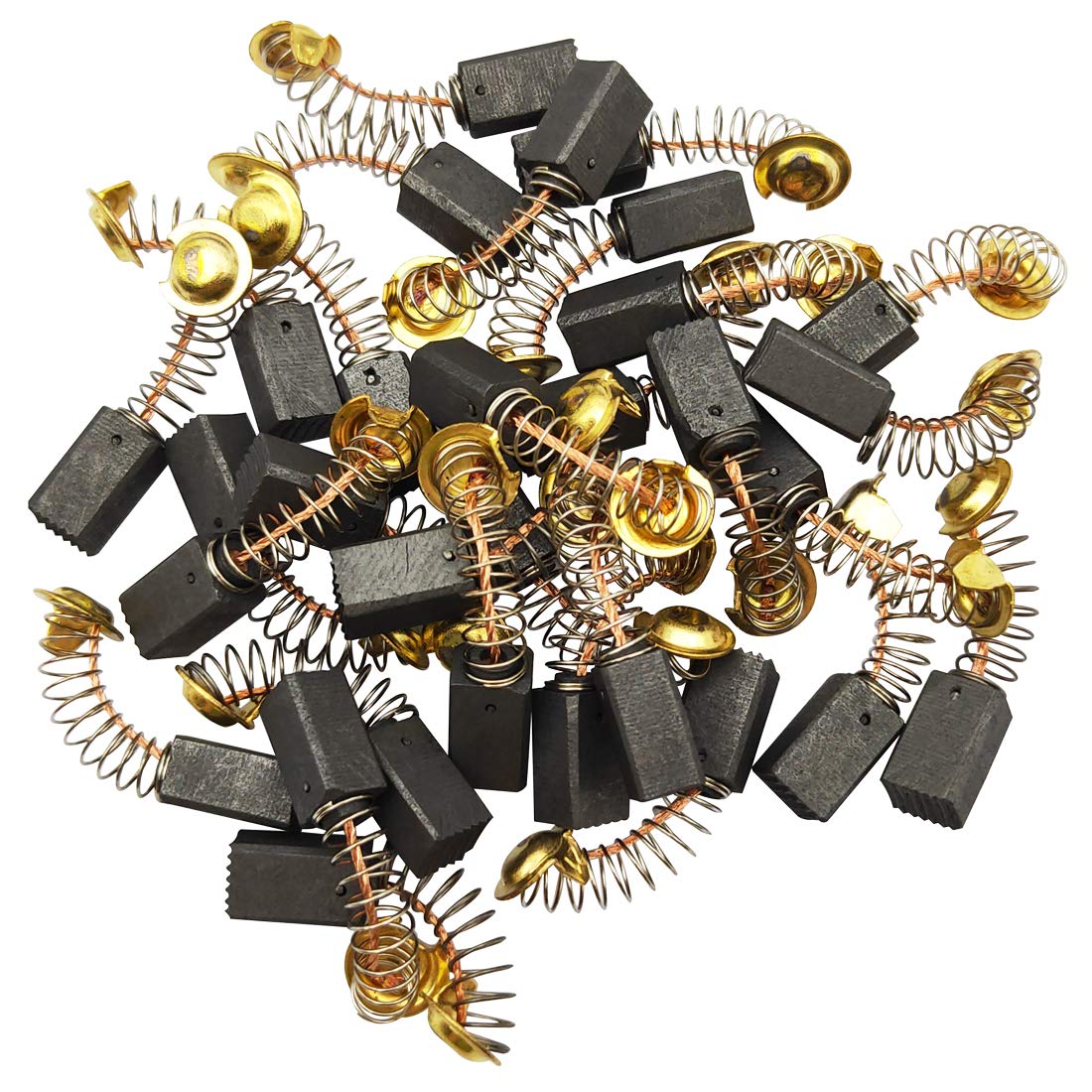 30 Pcs Carbon Brushes 6.5x7.5x12.5mm with Wire Leads & Springs - Replacement Motor Brushes for Angle Grinders, Power Tools, and Generic Electric Motors (Model 21#) - DIY Repair & Maintenance Accessories