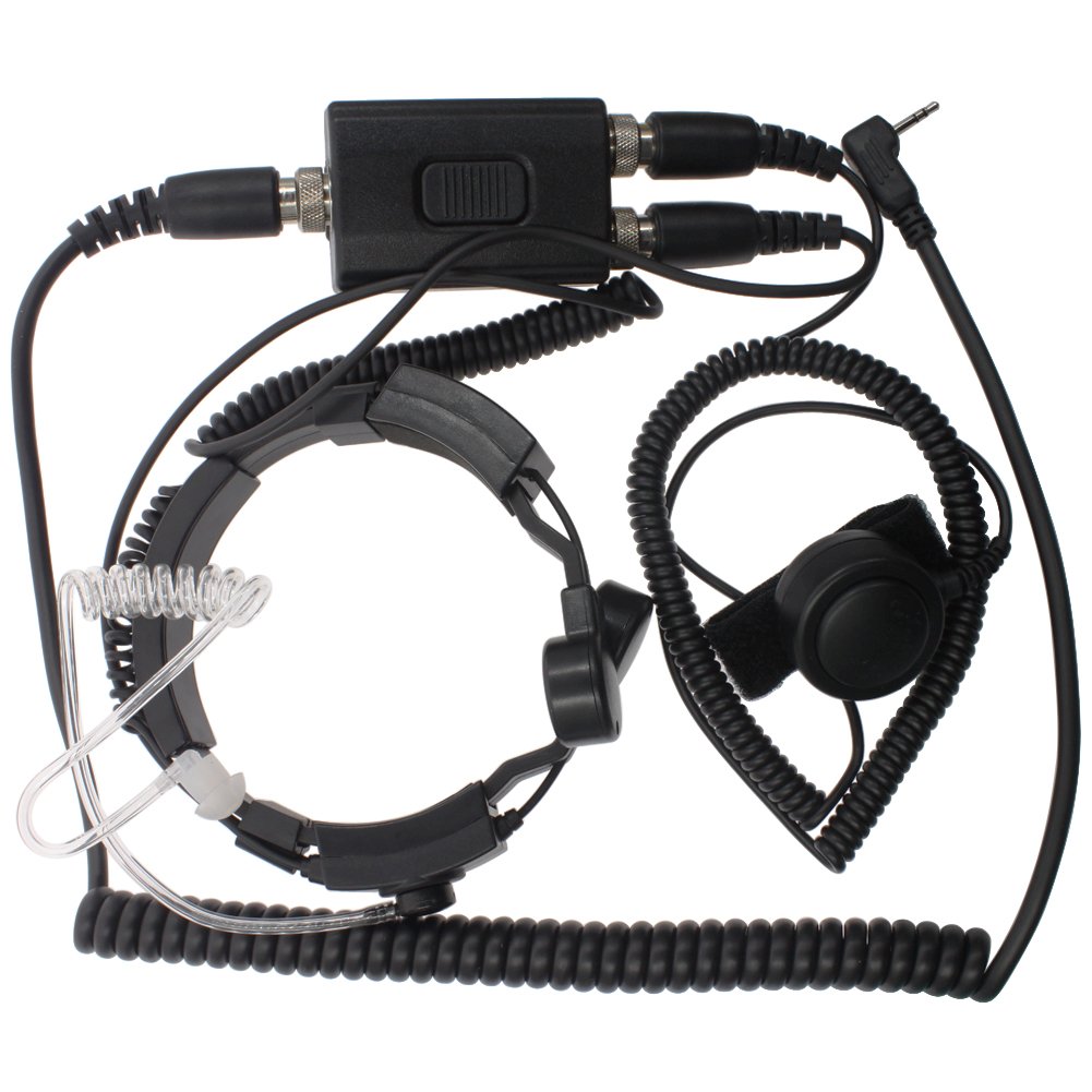Tenq® 1 Pin Air Covert Acoustic Tube Earpiece Headset with Throat Mic & PTT Button - Compatible with Motorola MT400 T8000 T5522 T7200 EM1000 Radios - Ideal for Security, Surveillance & Tactical Operations