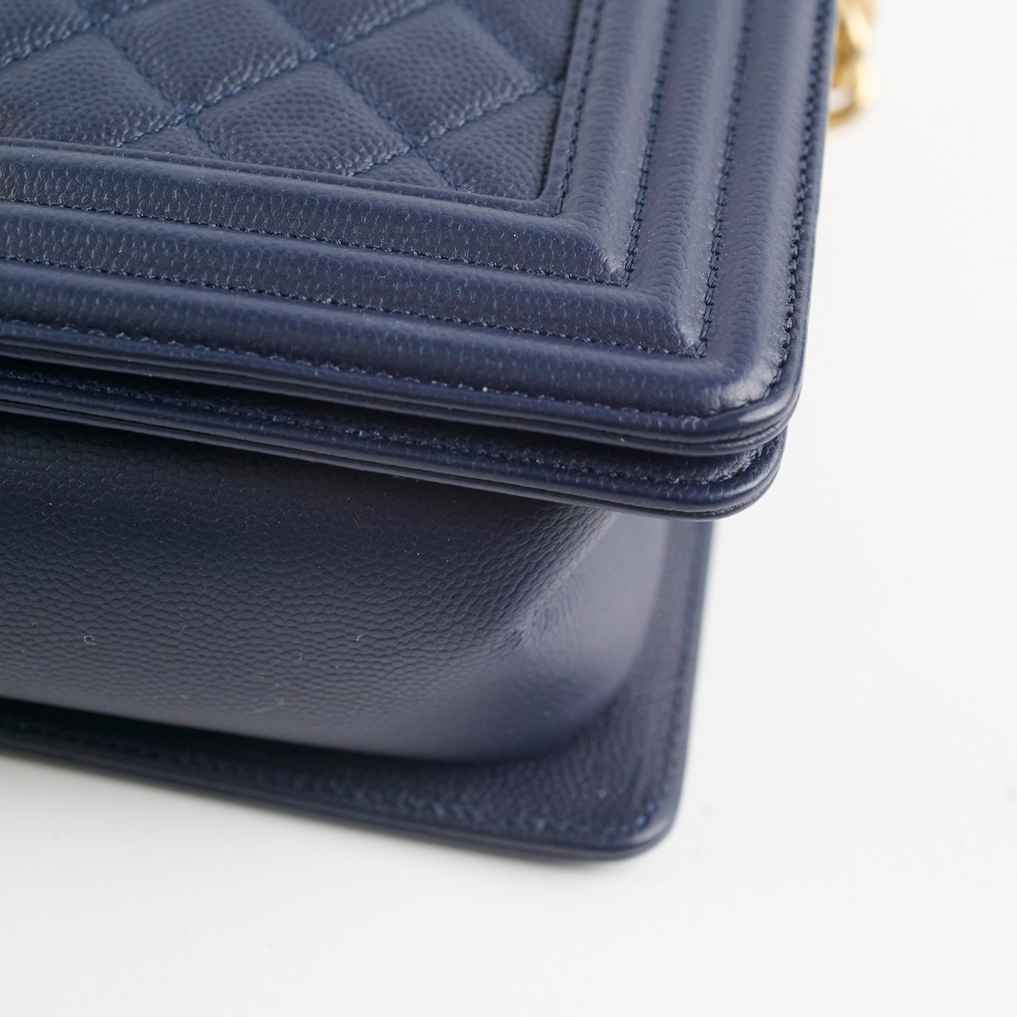 Chanel Boy Old Medium Flap Bag in Navy Caviar Leather - Perfect for Evening Events & Luxury Fashion Accessories