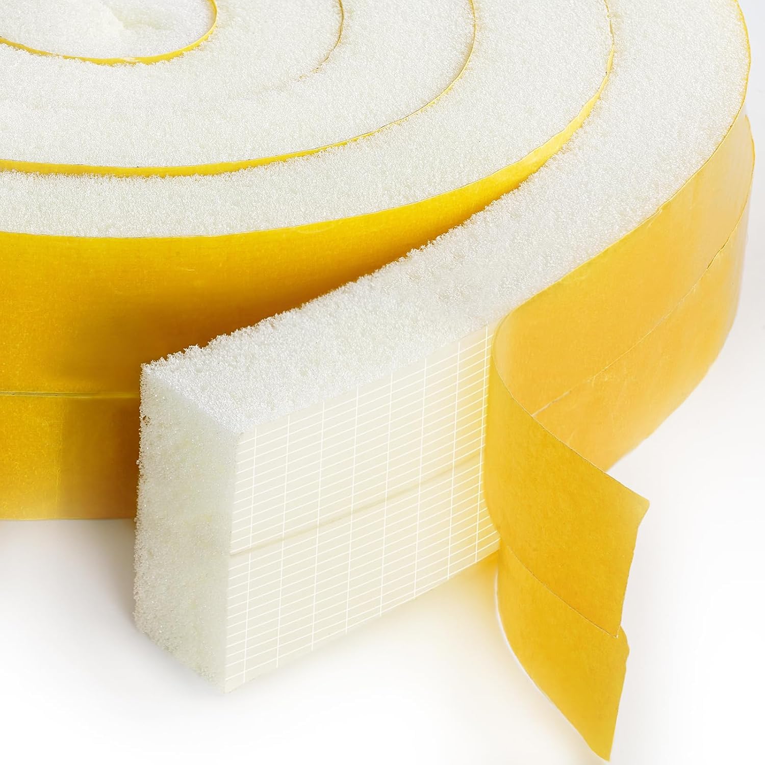 High Density 1x1 Inch Foam Tape with Adhesive - Weather Stripping for Air Conditioner Window Seal, Doors and Windows Insulation - White Sponge Stripe for Home, Office & RV Use