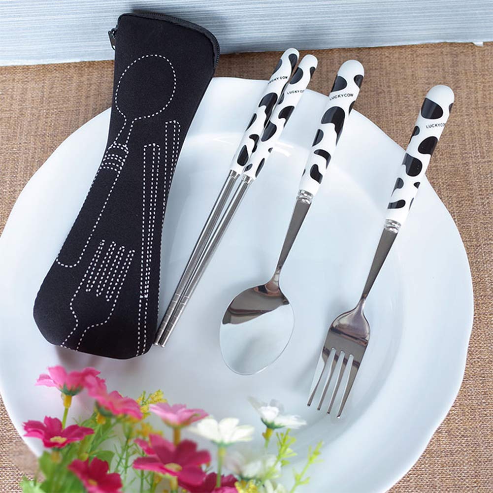 Bluelanss Waterproof Travel Cutlery Pouch - Portable Tableware Storage Bag for Camping, Hiking & Outdoor Picnics - Fits Knife, Fork, Spoon, Chopsticks & Bottle Opener - Compact Zipper Organizer (Black) | Perfect for Backpacking, RV Trips & Beach BBQs