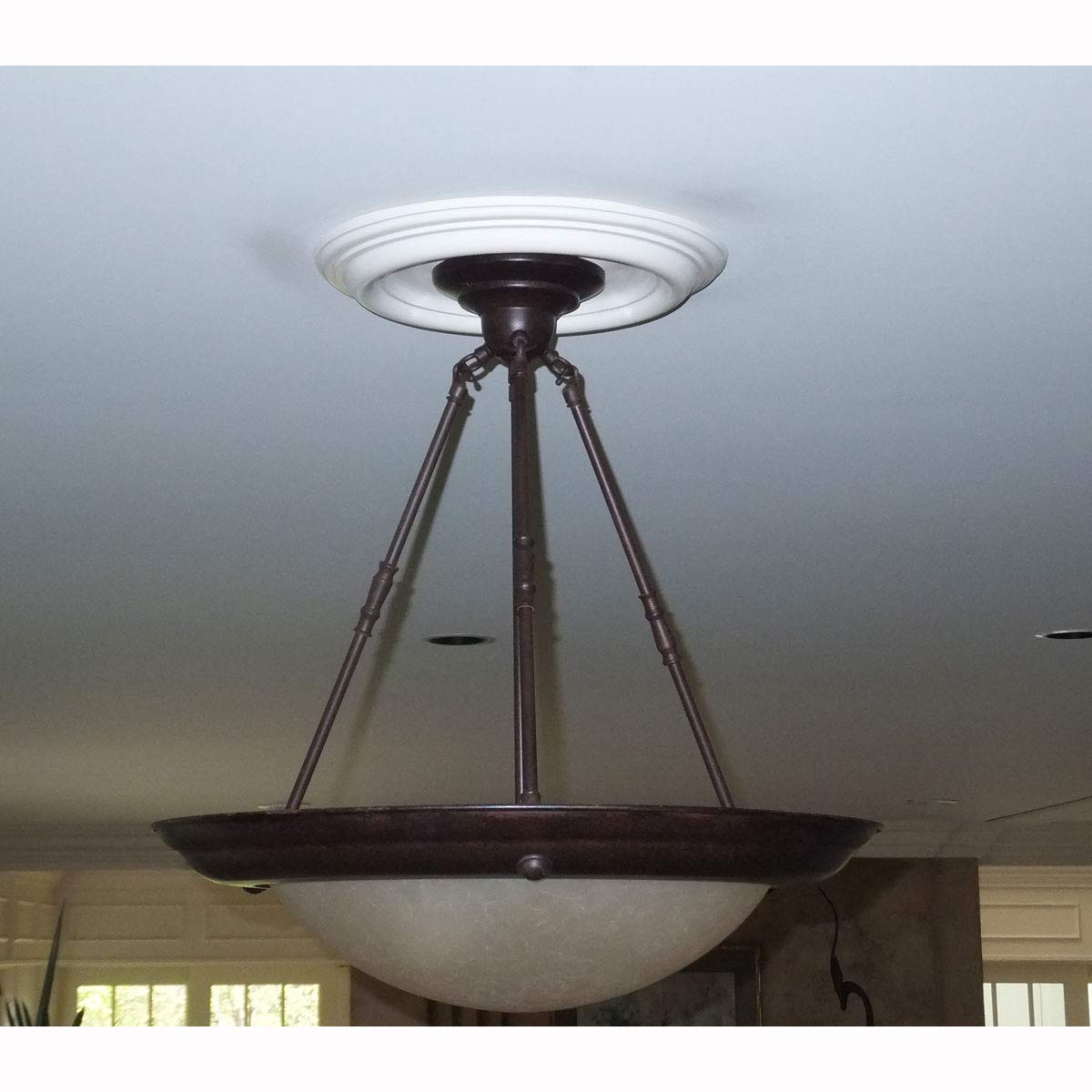 Ekena Millwork CM12TRPCC 12-Inch Traditional Ceiling Medallion - Hand-Painted Pot of Cream Crackle Finish, 1-Inch Projection (Fits Canopies up to 2 3/4