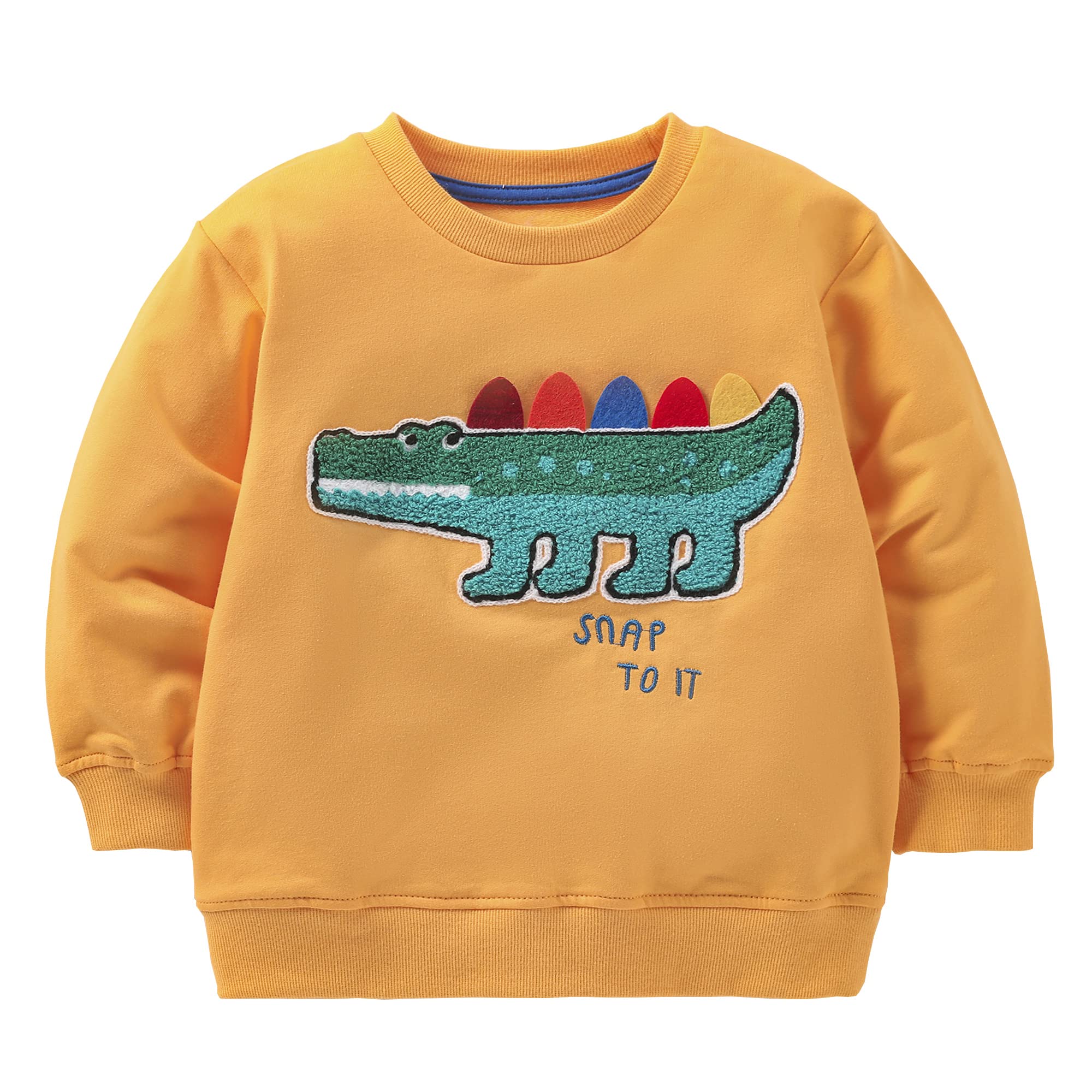 **Cute Cartoon Crocodile Fleece Sweatshirt for Toddler Girls - Soft Cotton Long Sleeve Crewneck Pullover Top - Perfect for Playdates, School & Casual Outings**