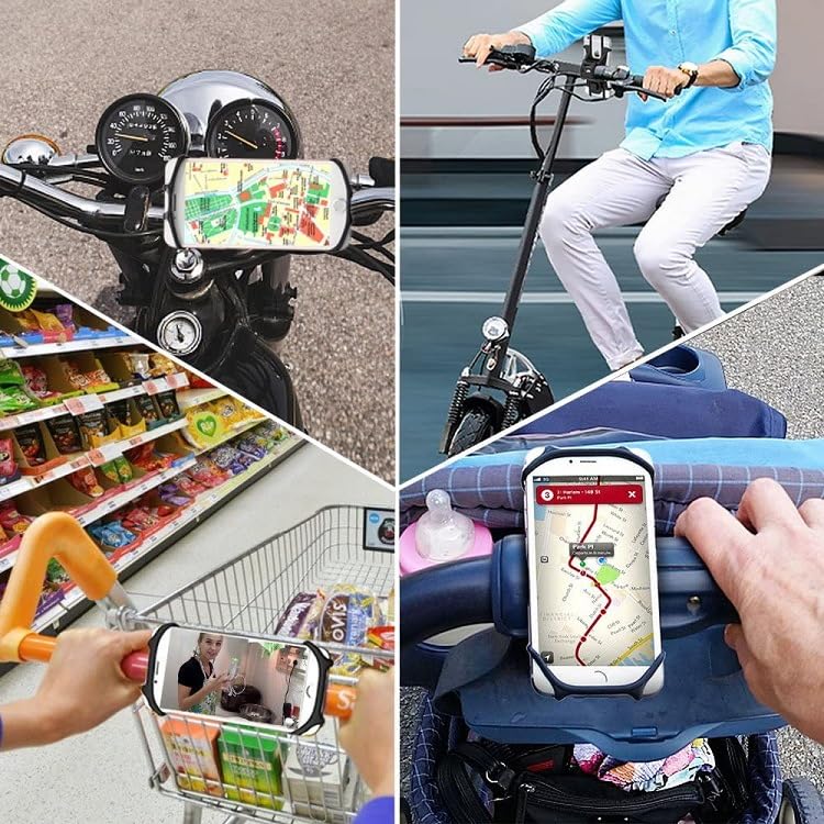 360° Rotatable Silicone Phone Mount for Stroller, Electric Bicycle & Motorcycle - Universal 4