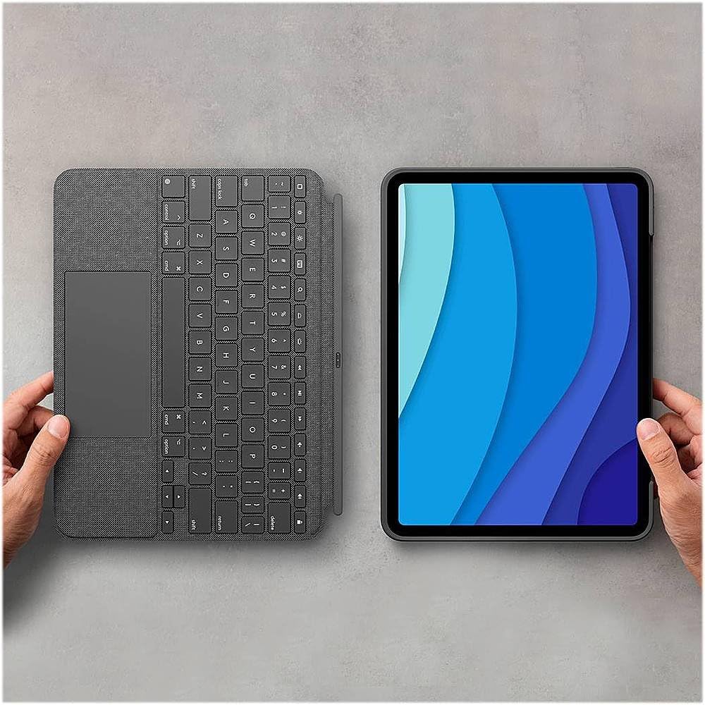 Logitech Combo Touch Keyboard Case for iPad Pro 11-inch (1st-4th Gen 2018-2022) - Detachable Backlit Keyboard with Trackpad - Oxford Gray (US Layout) - Perfect for Work, Study & Creative Projects