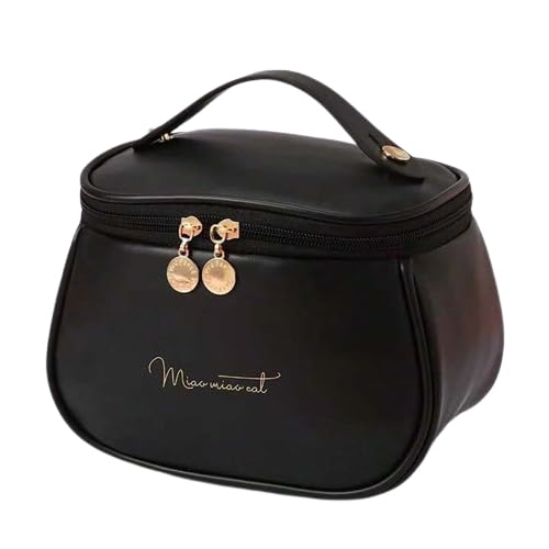 SPARK CART Large Makeup Bag for Women - Waterproof Travel Cosmetic Organizer with Multiple Pockets, Portable Toiletry Bag for Makeup Brushes & Skincare - Perfect for Travel, Gym, and Daily Use (Black)