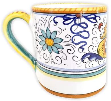 Handcrafted Raffaellesco Deruta Mug | Authentic Italian Ceramic Coffee Cup | 12 oz (350 mL) | Handpainted in Deruta, Italy | Perfect for Espresso, Tea & Home Decor