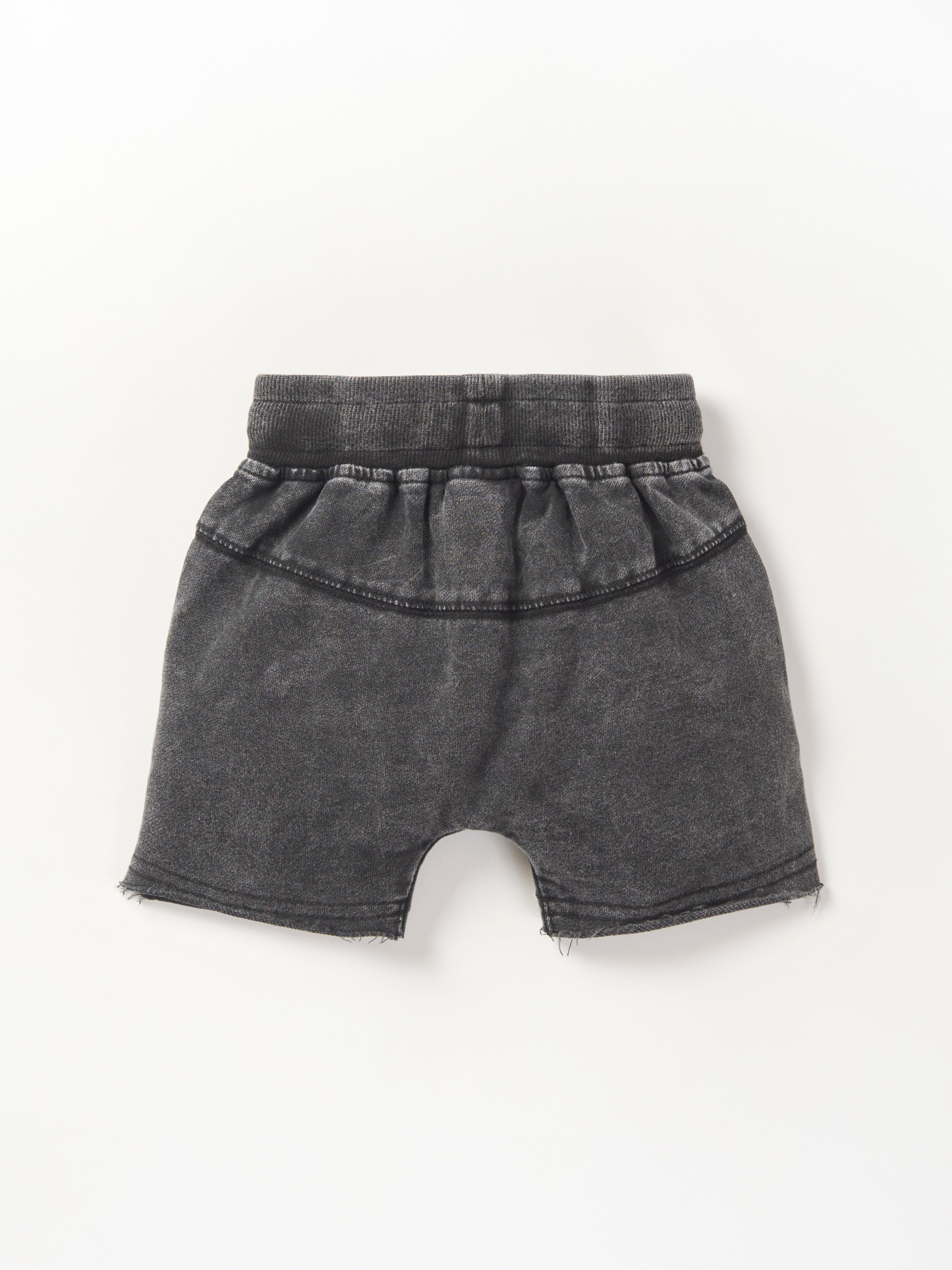 Acid Wash Raw Edge Harem Shorts - Trendy Black Cotton Lounge Pants for Women | Perfect for Yoga, Beachwear & Casual Street Style