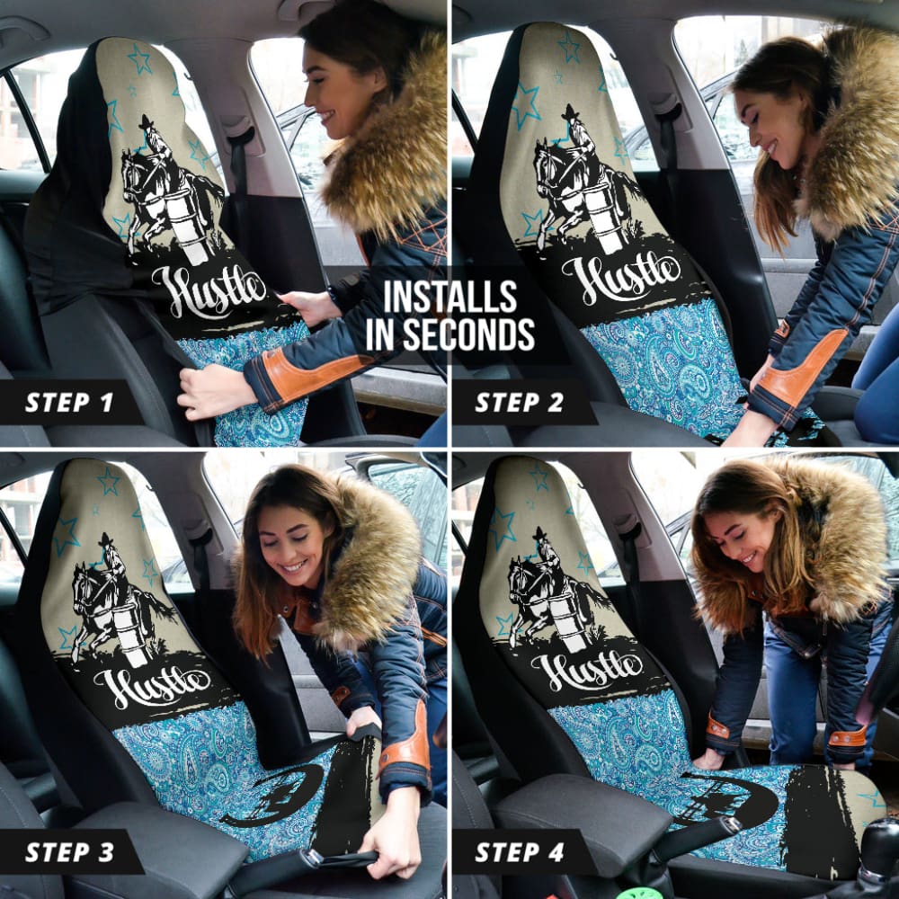 Custom Barrel Racer Horse Lovers Car Seat Covers for Trucks & SUVs - Western Equestrian Design, Durable Neoprene Material - Perfect for Rodeo Events, Horse Shows & Country Rides