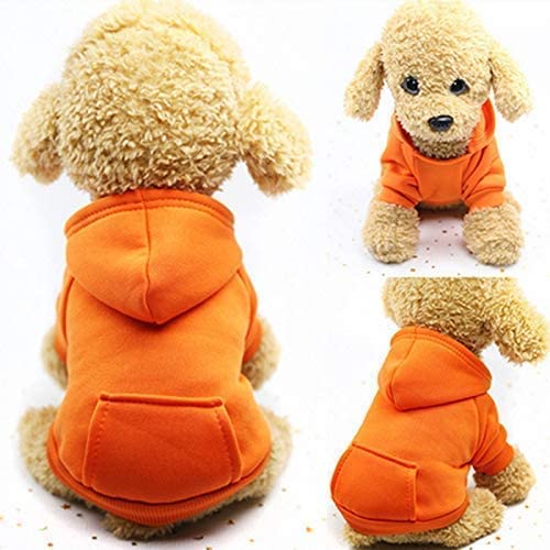 Idepet Pet Dog Hoodies - Warm Winter Coat Jacket for Small Dogs & Cats - Chihuahua Puppy Outfits, Cozy Fleece Vest for Autumn & Winter (2XL, Orange) - Perfect for Outdoor Walks, Cold Weather Protection & Stylish Pet Fashion