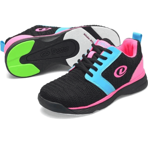Dexter Youth Raquel LX Jr Bowling Shoes - Black, Blue, Pink Glow - Lightweight & Comfortable for Junior Bowlers - Perfect for League Play & Casual Bowling