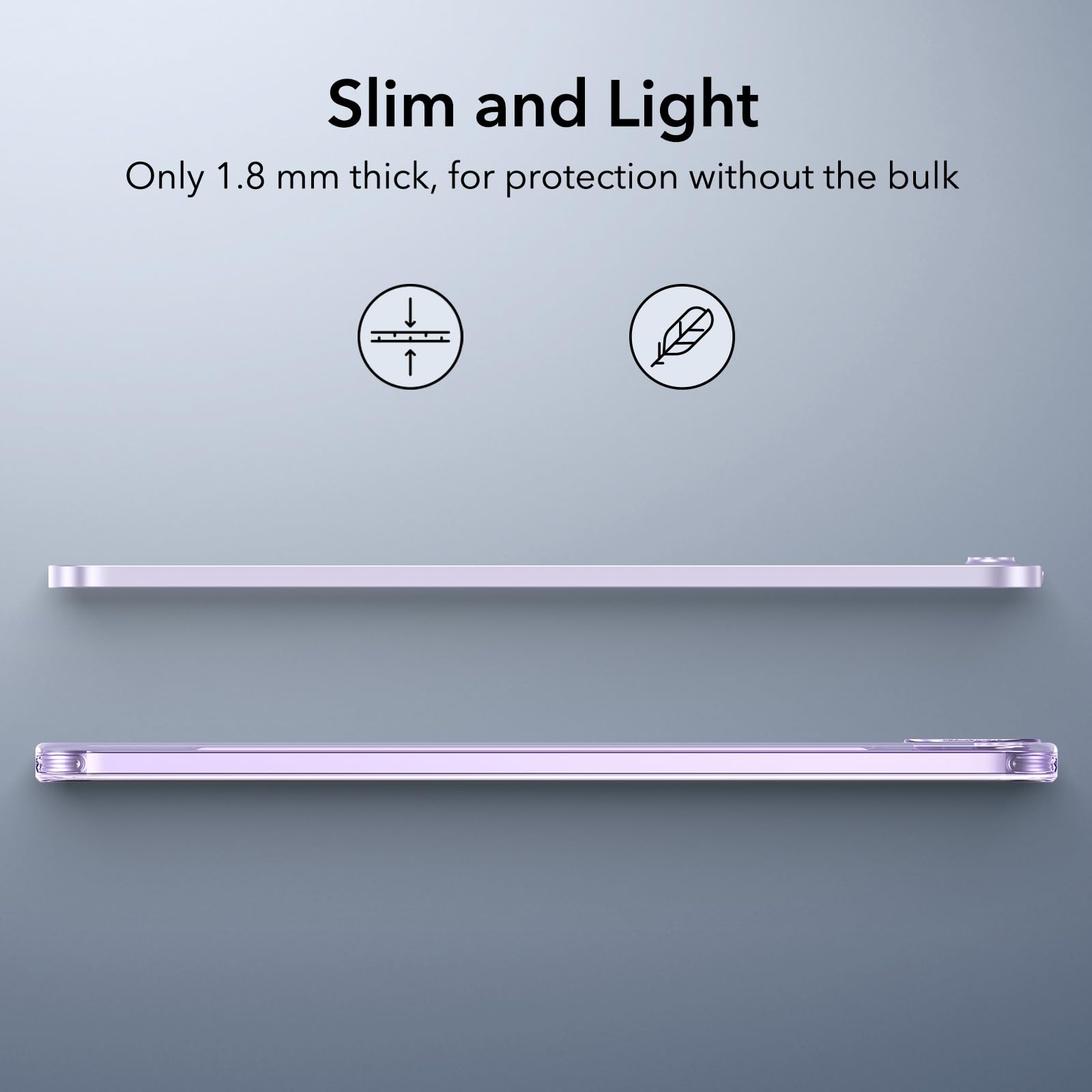 ESR iPad Air 11 Inch Case for M3/M2 (2025/2024) & 7th/6th/5th/4th Gen (2022/2020) - Slim Lightweight Protective Cover with Anti-Yellowing Clear Back, Compatible with Apple Pencil Pro & USB-C Pencil (Clear Purple) - Perfect for Work, School & Travel