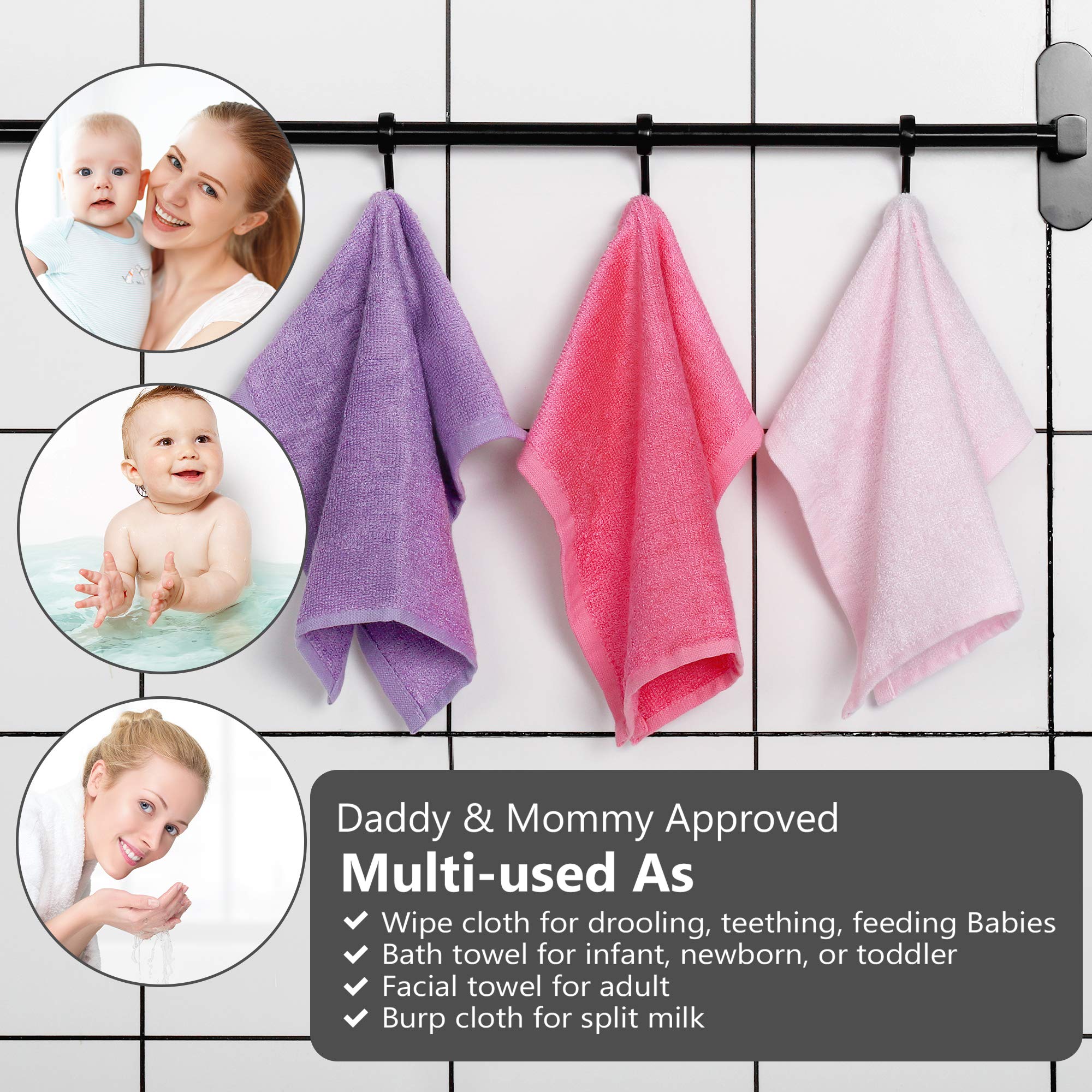 6 Pack Ultra Soft Baby Washcloths for Newborn & Toddler - 10