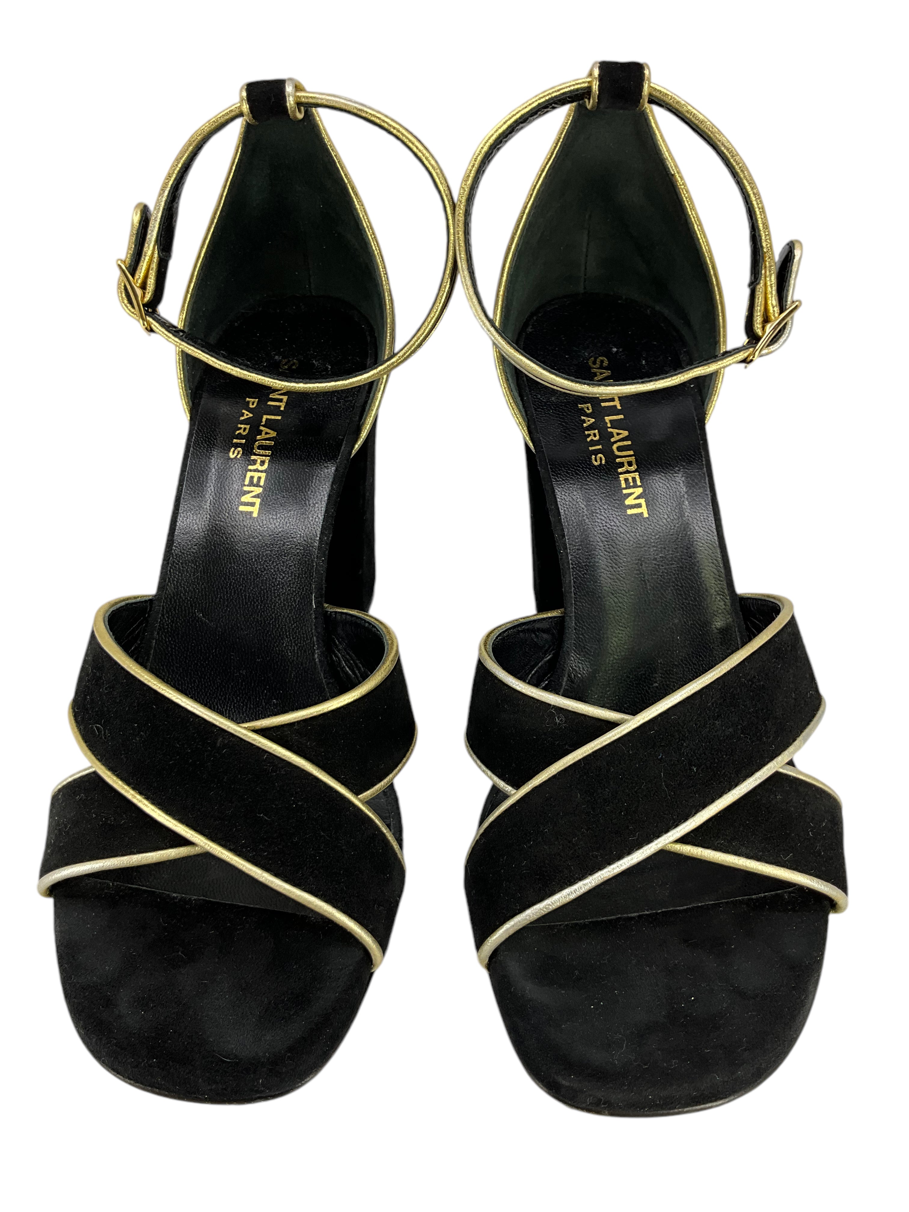 Saint Laurent Babies Suede Ankle Strap Sandals Size 7 - Luxury Toddler Shoes for Special Occasions & Photo Shoots