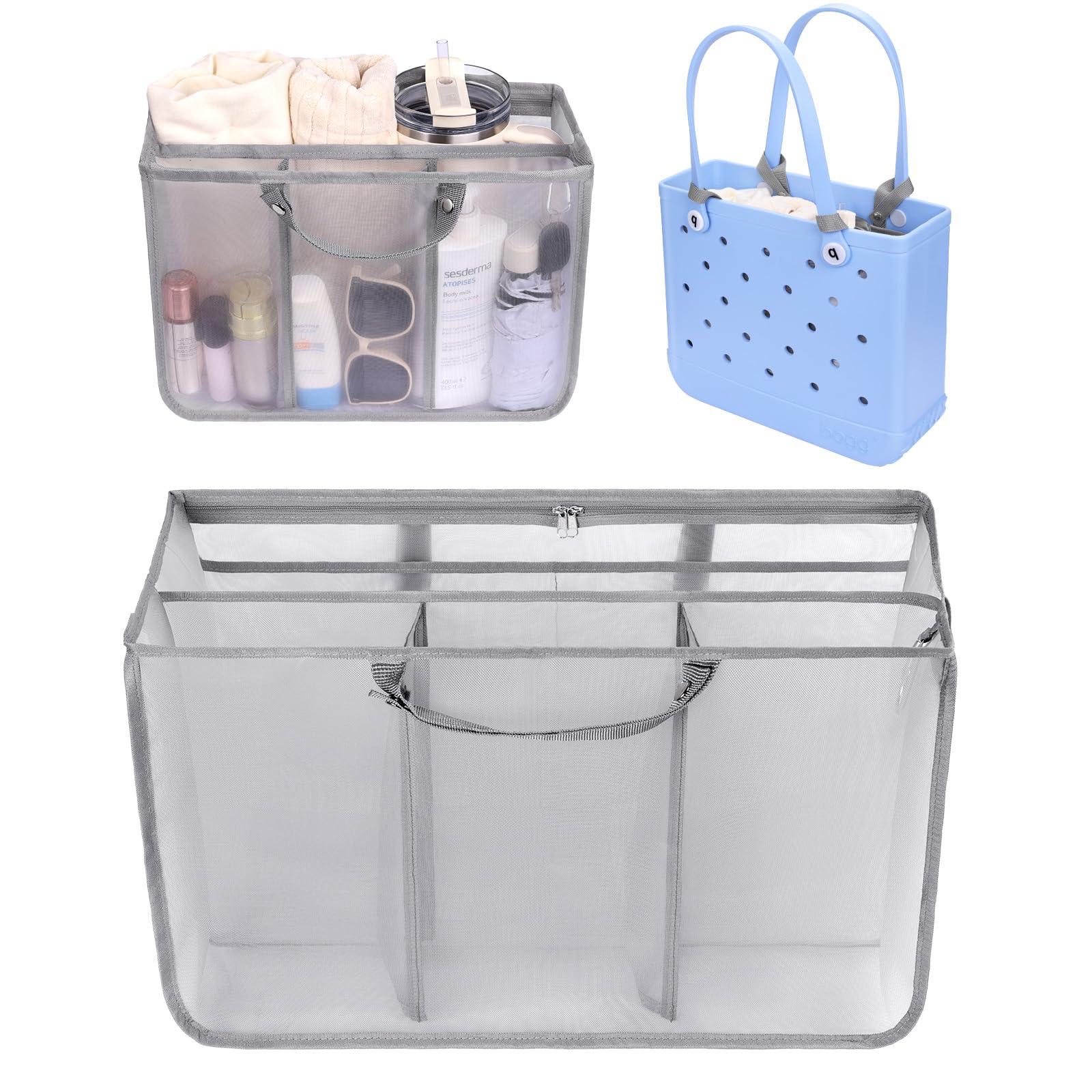 OUTXE Beach Bag Organizer - Lightweight Mesh Insert Divider Pouch for Baby Bogg Bags & Small Totes | Perfect for Beach Trips, Pool Days & Travel Accessories Organization