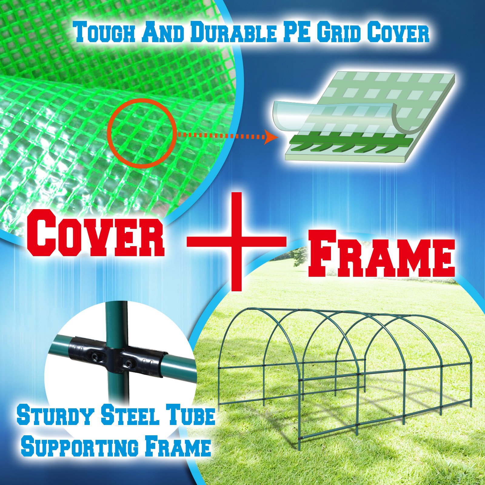 BenefitUSA Large 20'x10'x7' Portable Greenhouse - Heavy Duty Walk-in Outdoor Plant Gardening Hot House with ABS Snap Clamps | Perfect for Backyard Gardening, Seed Starting & Year-Round Plant Protection