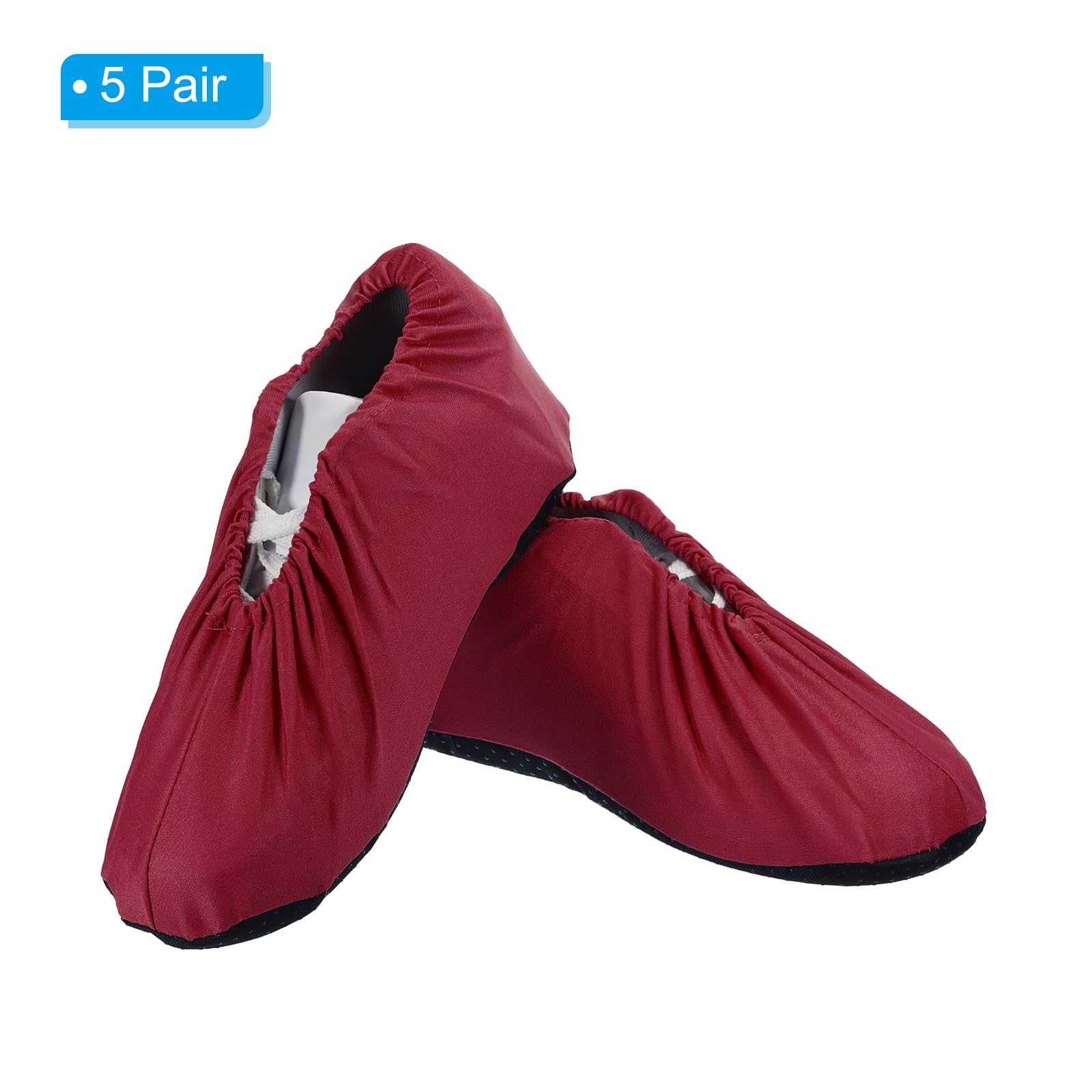 **PATIKIL Reusable Non-Slip Shoe Covers – 5 Pairs Washable, Thickened & Soft for Indoor, Lab, Home & Office – Dark Red – Perfect for Hospitals, Clean Rooms & Pet-Friendly Spaces**