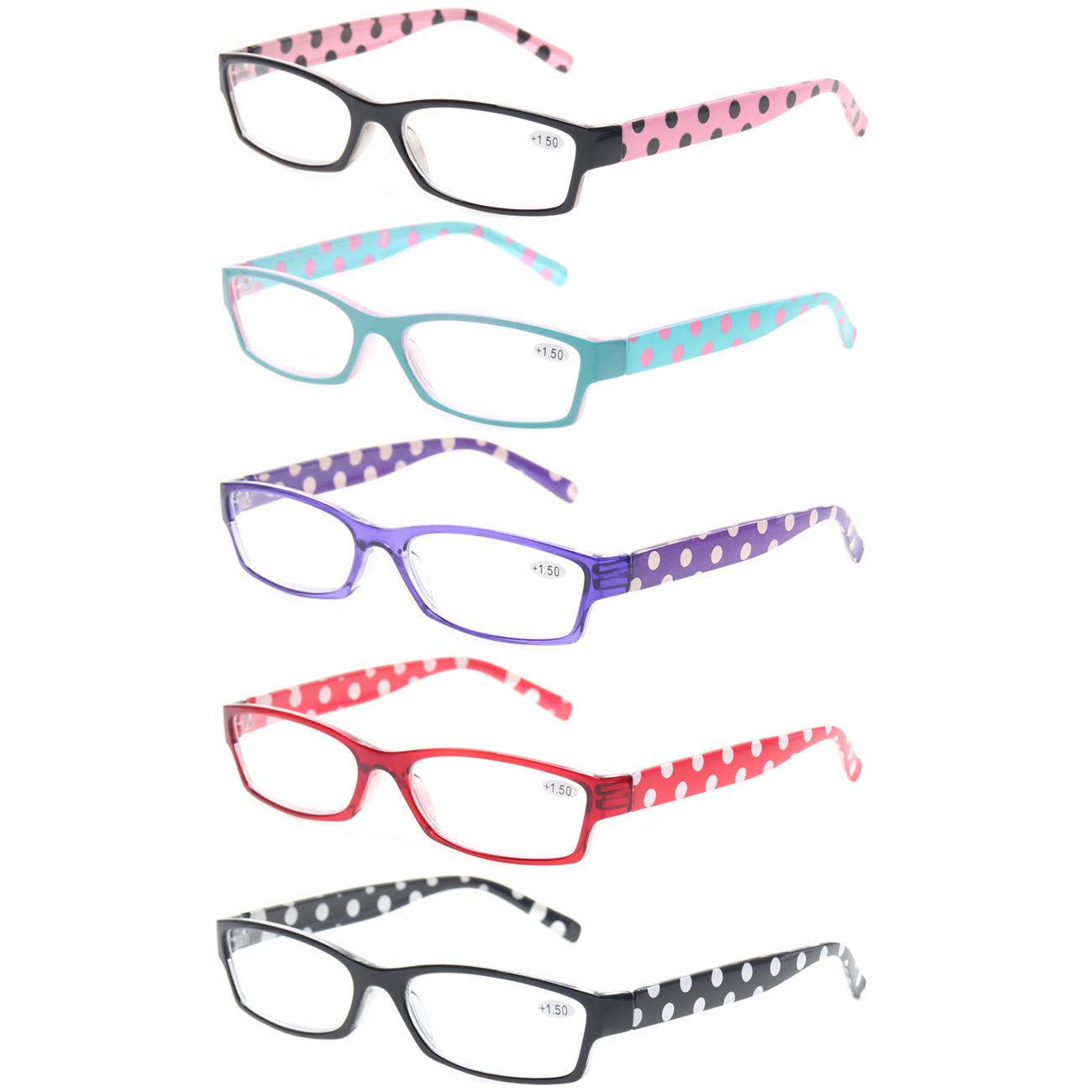 Kerecsen Reading Glasses 5 Pack - Fashion Women's Readers for Work & Reading