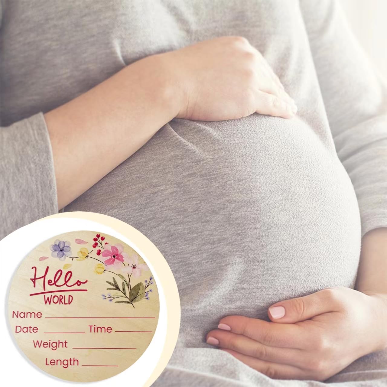 6 Inch Wooden Hello World Newborn Sign - Baby Announcement Sign for Hospital Birth - Gender Neutral Nursery Decor - Perfect for Baby Showers, Gender Reveals & Newborn Photo Props