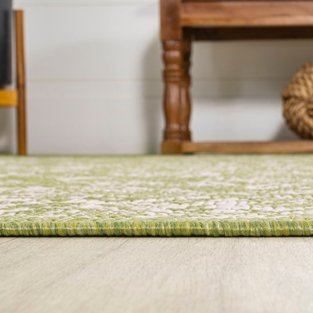 Bohemian Textured Weave Floral Runner Rug - Indoor/Outdoor Use for Living Room, Bedroom, Patio & Entryway Decor
