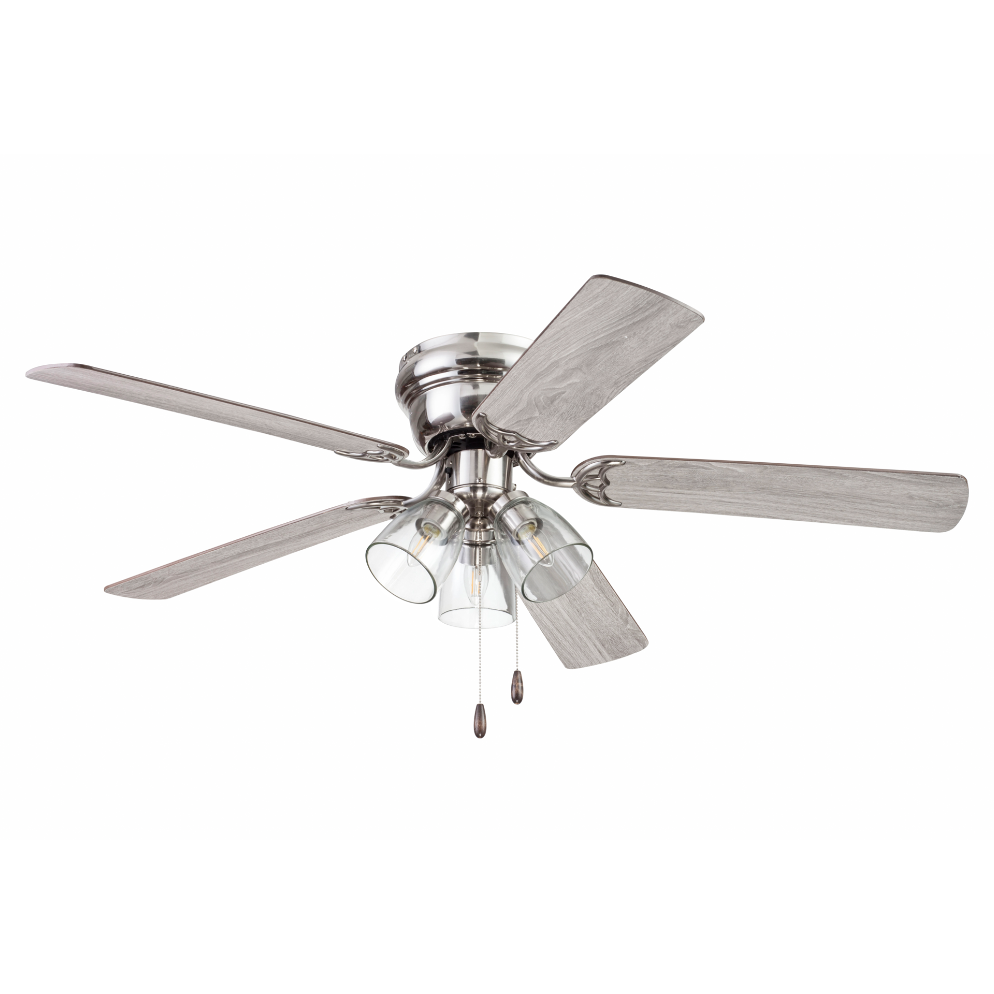 52 Inch Renton Brushed Nickel Ceiling Fan with Pull Chain - Perfect for Living Room, Bedroom, and Office Cooling & Air Circulation