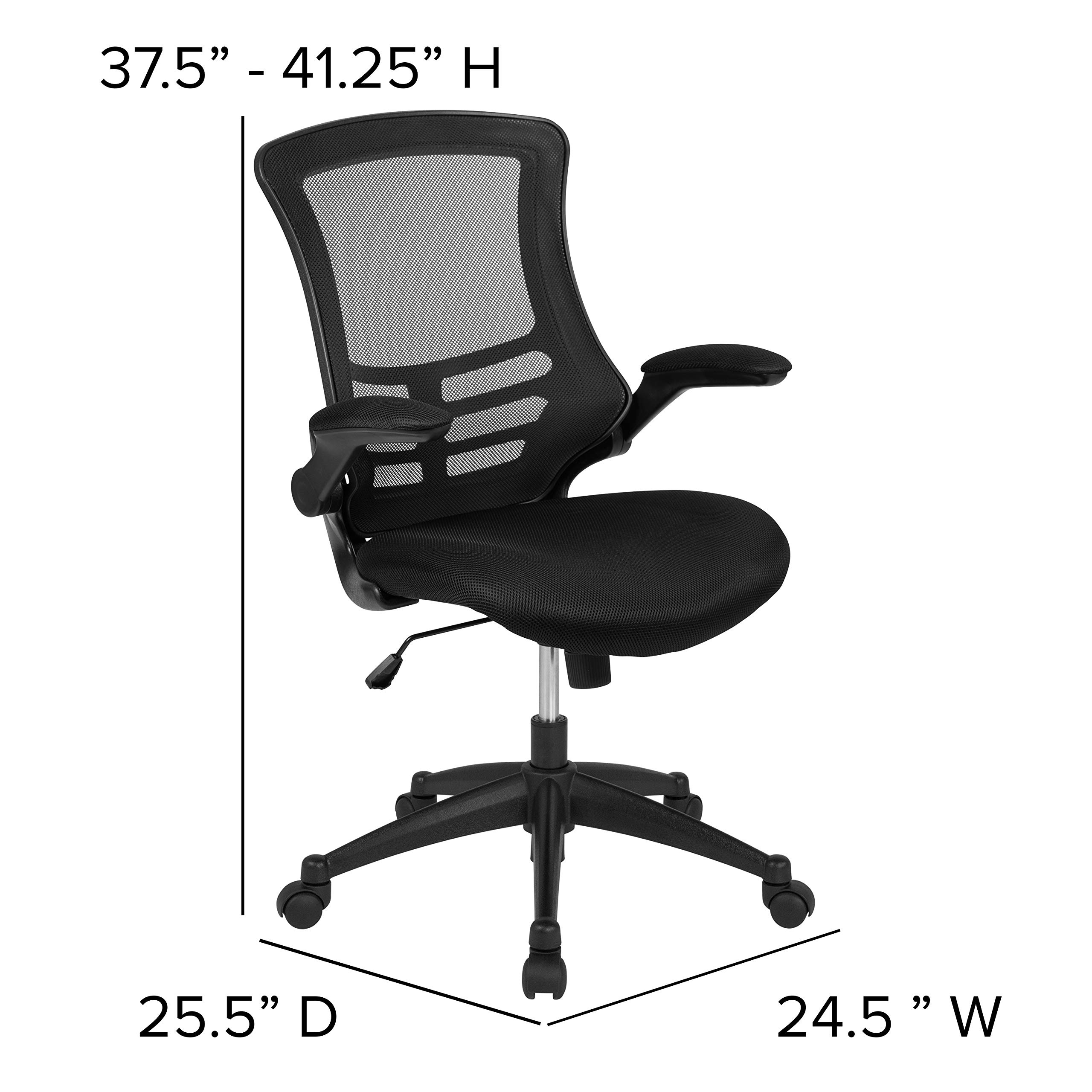 Flash Furniture Set of 8 Mid-Back Swivel Ergonomic Office Chairs with Flip-Up Arms, Black Mesh - Perfect for Home Office, Conference Rooms & Workspaces