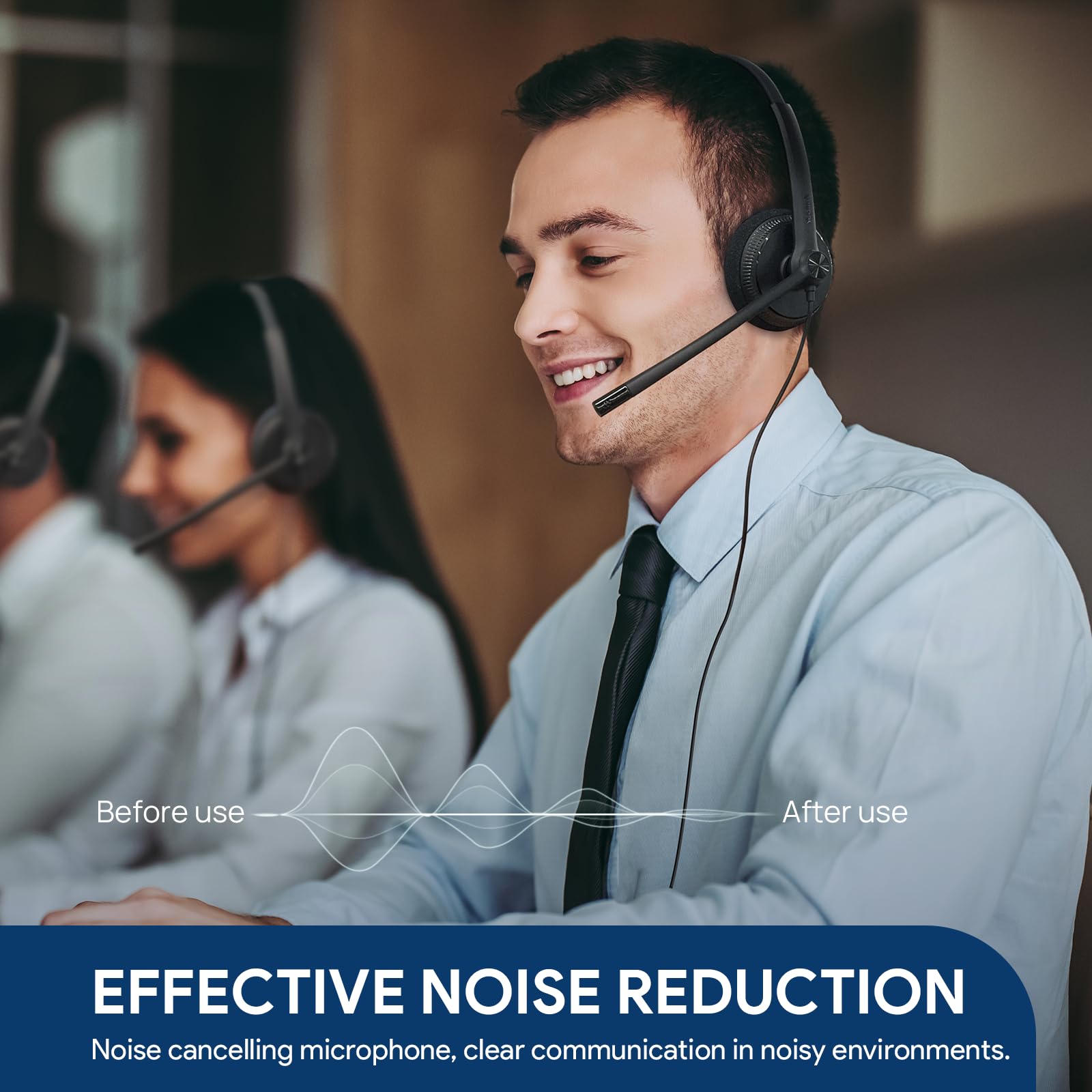 Yealink UH34 USB Headset with Noise Cancelling Microphone - Certified for Microsoft Teams, VoIP & Softphones - PC Work Headset with In-Line Controls for Office, Call Centers & Remote Work