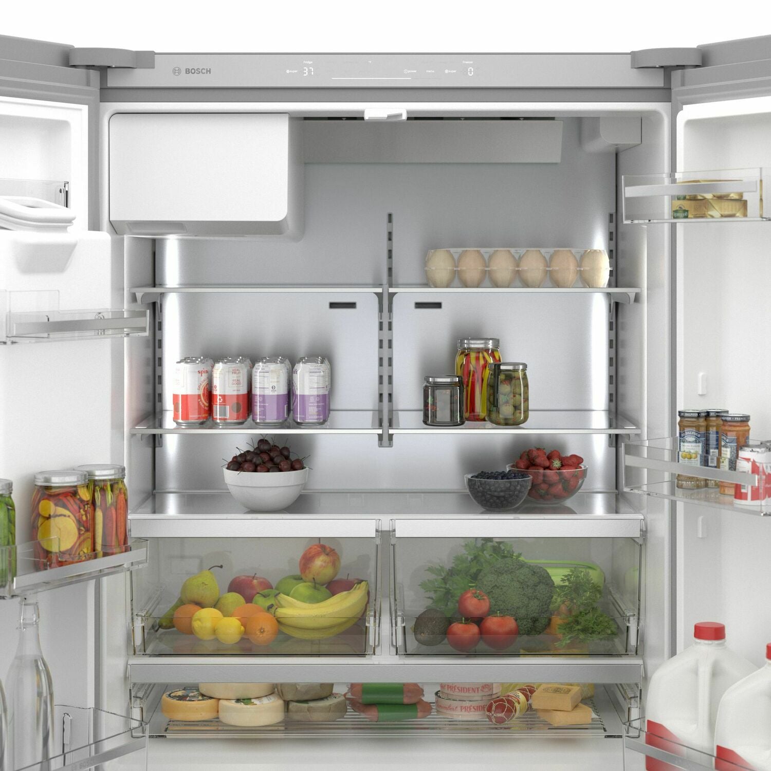 Bosch B36CD50SNS 500 Series 36-Inch French Door Refrigerator with Bottom Freezer - Stainless Steel, Easy-Clean Design - Perfect for Modern Kitchens & Open-Concept Homes