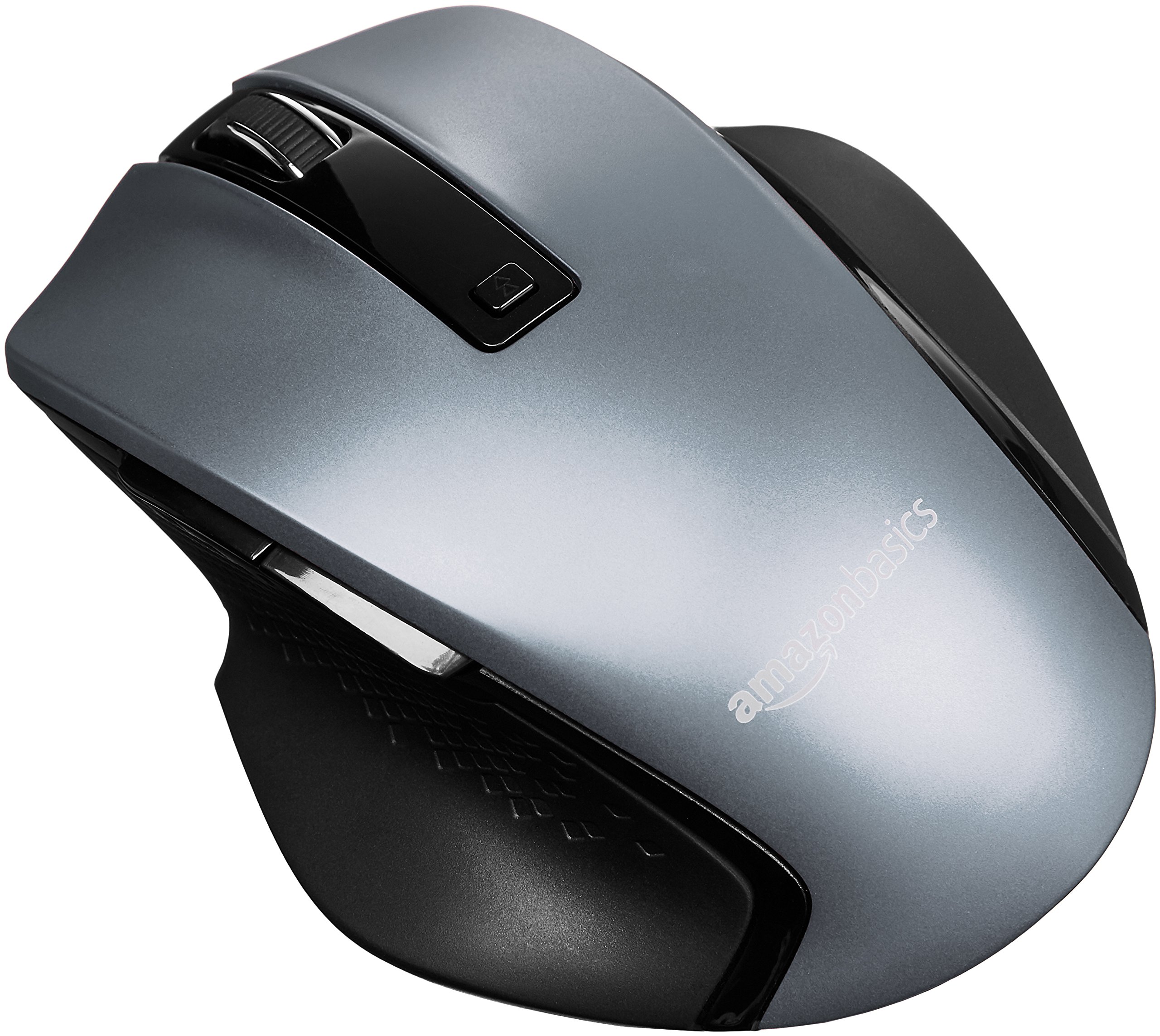 Amazon Basics Compact Ergonomic Wireless Mouse for PC & Laptop - Fast Scrolling, Comfort Grip, Silver - Perfect for Office Work, Gaming & Travel