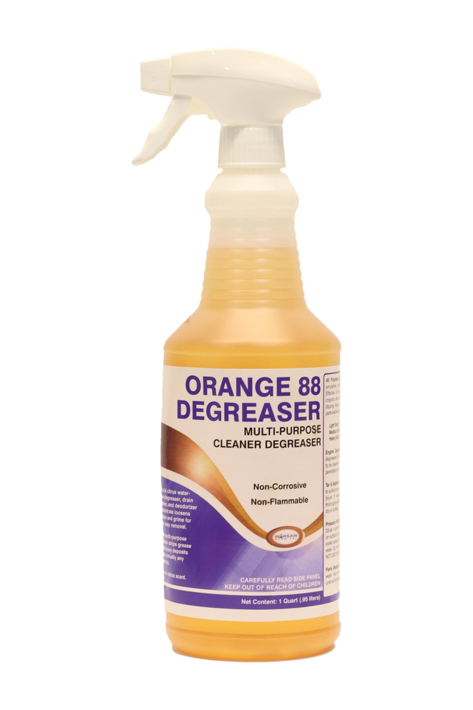 DENCO DISTRIBUTING Warsaw Orange 88 Heavy Duty Degreaser - Industrial Strength Cleaner (12 Quart Bottles per Case) - Perfect for Garage, Workshop, Factory & Commercial Kitchen Deep Cleaning