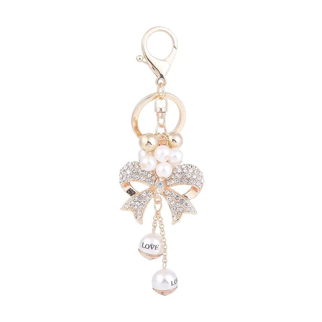 Creative Crystal Bow Keychain with Pearl - Elegant Key Ring for Women, Car Keys & Bags - Unique Jewelry Pendant Accessory Gift for Her - Perfect for Everyday Use, Parties & Special Occasions