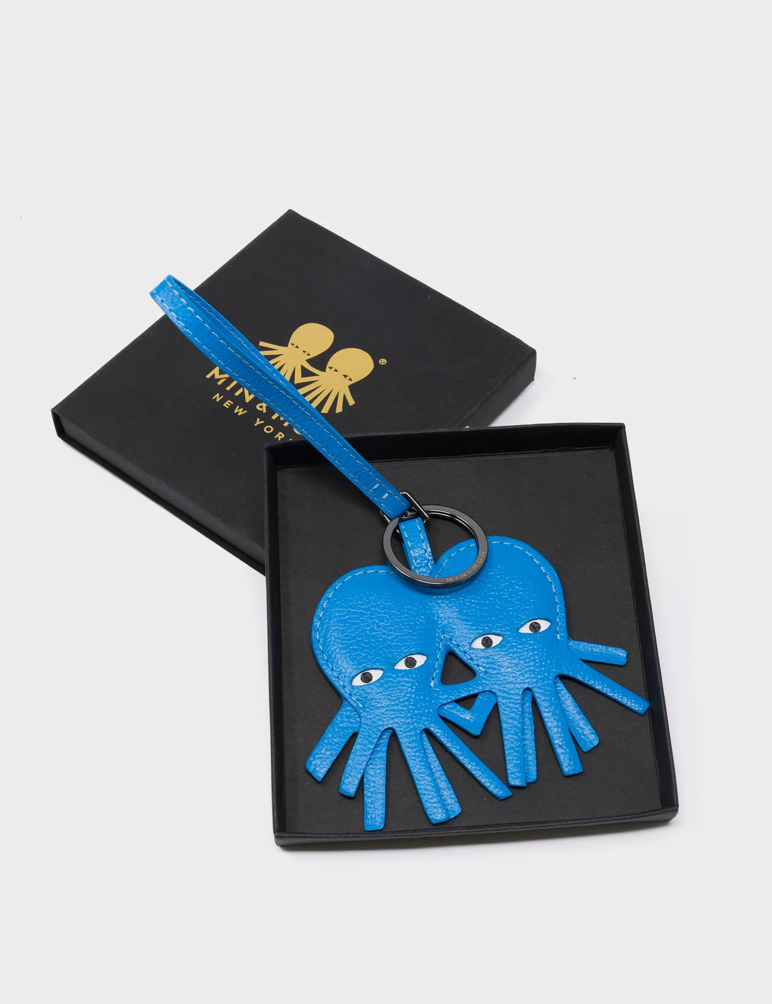 Octotwins Ibiza Blue Leather Bag Charm - Cute Keychain for Handbags, Backpacks & Luggage - Perfect Travel Accessory & Gift Idea
