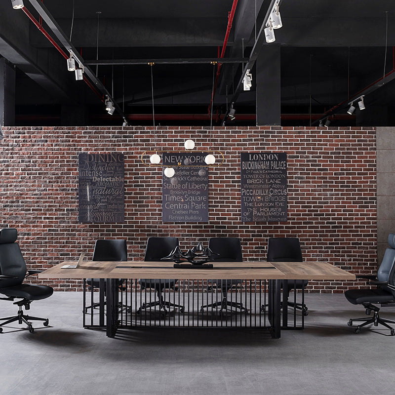 Premium VIDAL Conference Table 3.6m x 1.6m - Warm Oak & Black Finish for Executive Boardroom Meetings & Office Decor